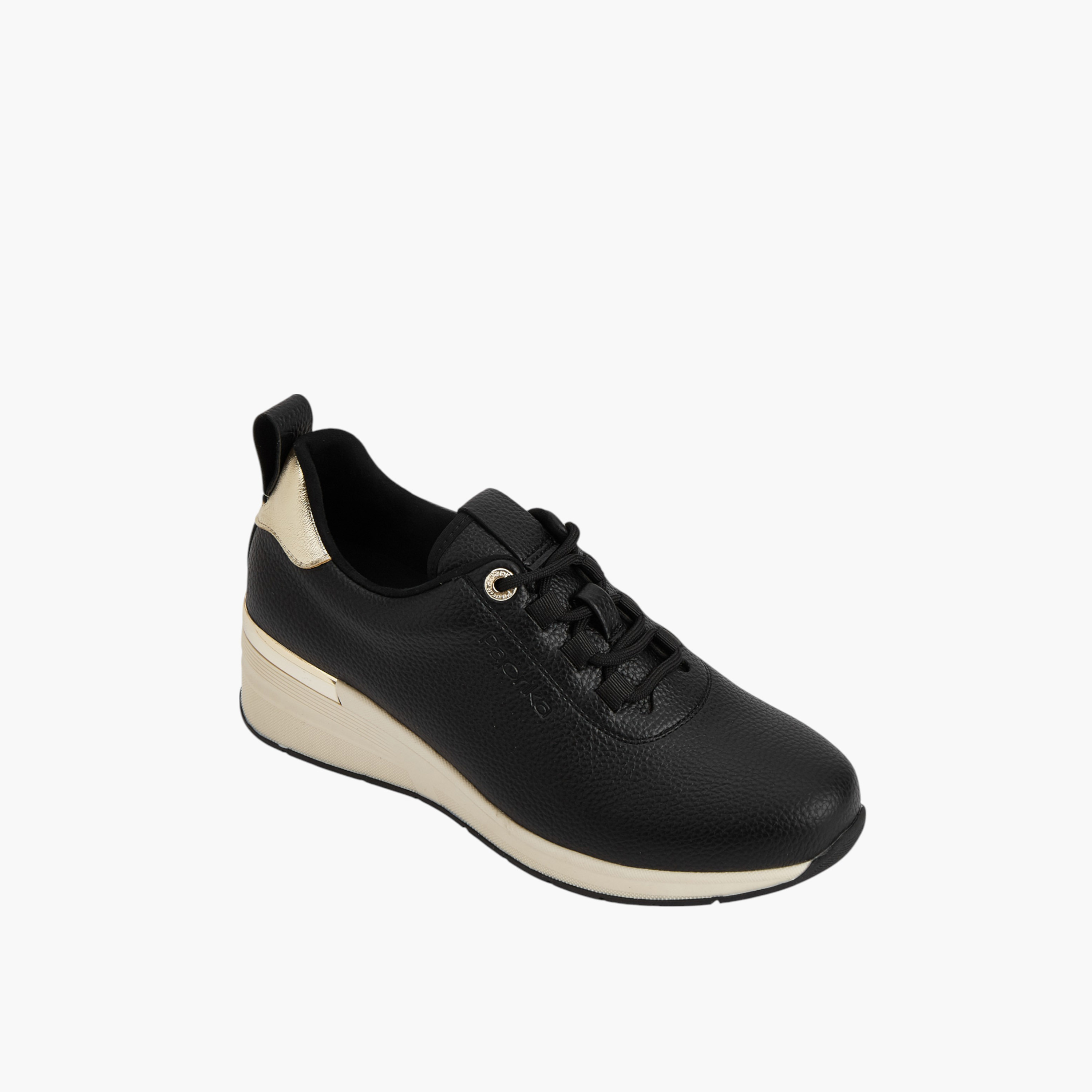 Paprika Textured Lace-Up Sneakers with Wedge Heels-women-shoes-sneakers-image-2