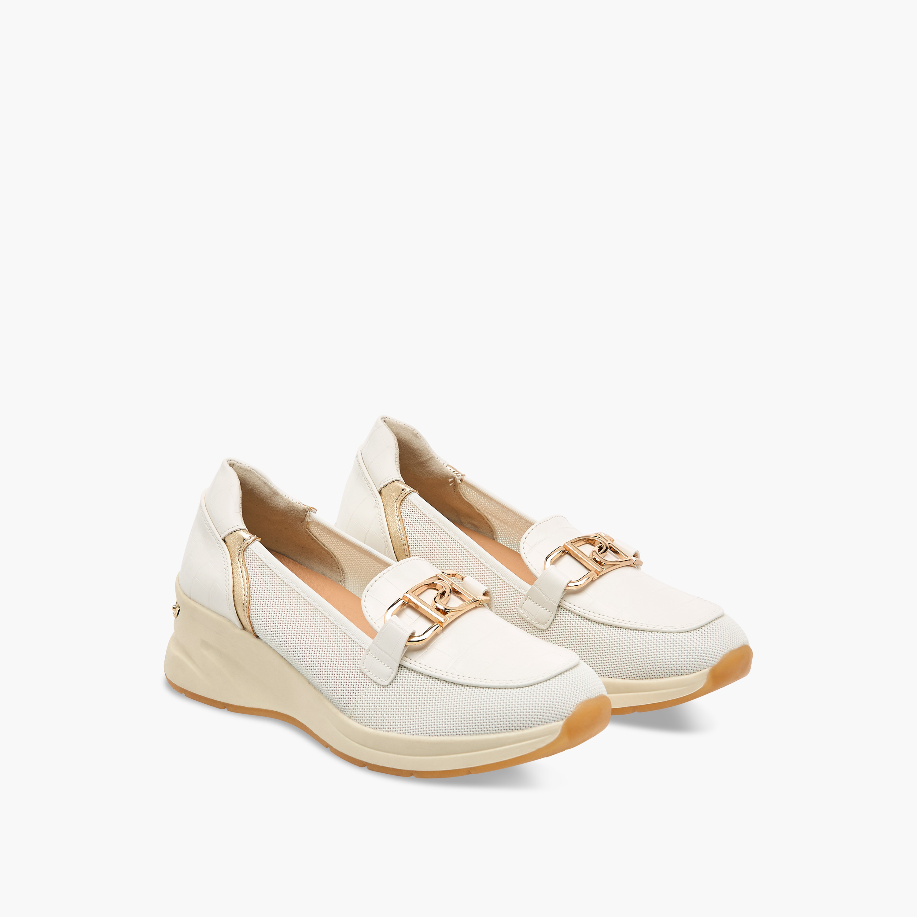 Paprika Panelled Slip-On Comfort Loafers with Metal Accent-women-shoes-loafersandmoccasins-image-1