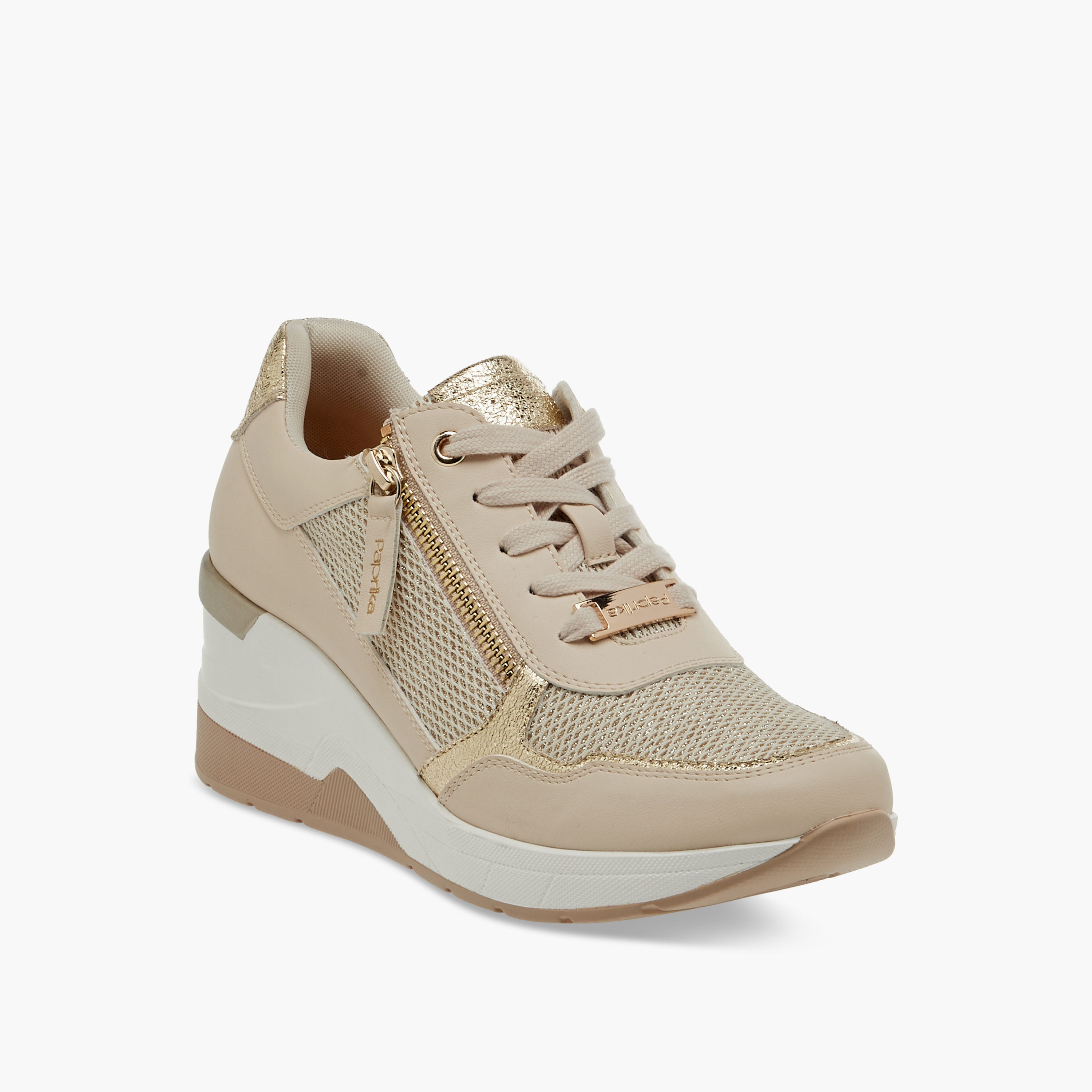 Paprika Panelled Ankle Sneakers with Lace-Up Closure-women-shoes-sneakers-image-2