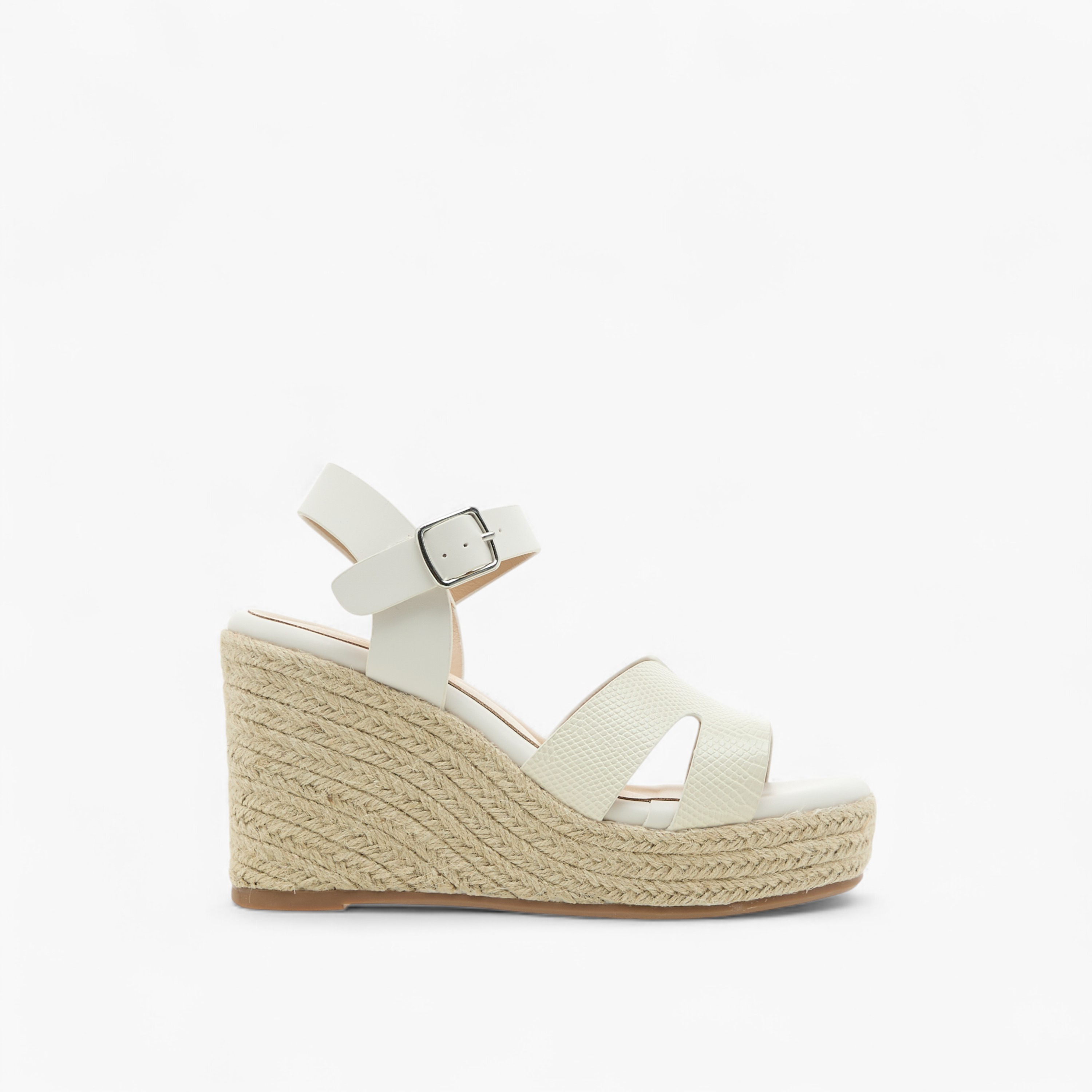 صندل بارز الملمس بكعب ويدج وإبزيم إغلاق من بابريكا-women-shoes-sandals-heeled-image-3