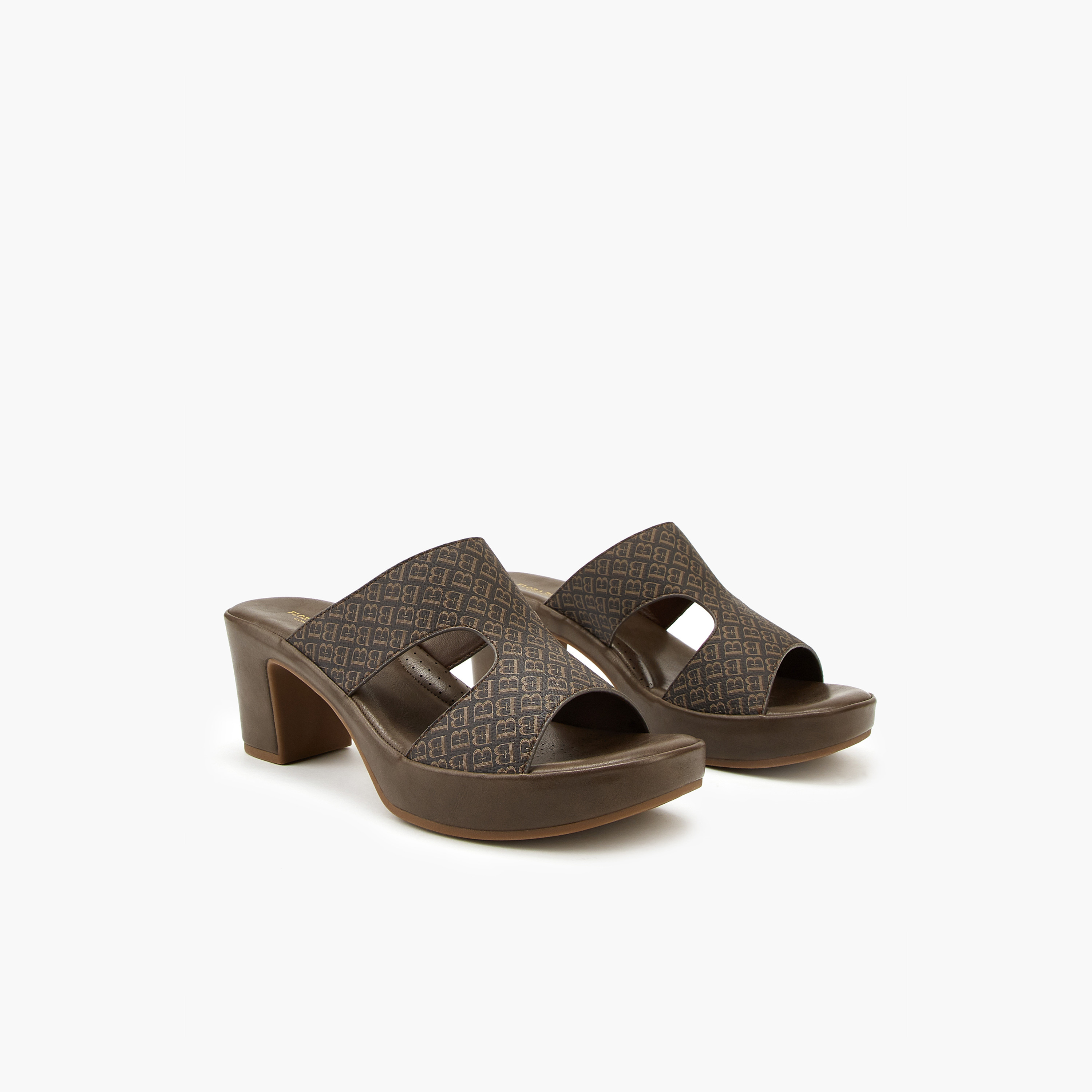 Flora Bella Monogram Print Sandals with Block Heels-women-shoes-sandals-heeled-image-1