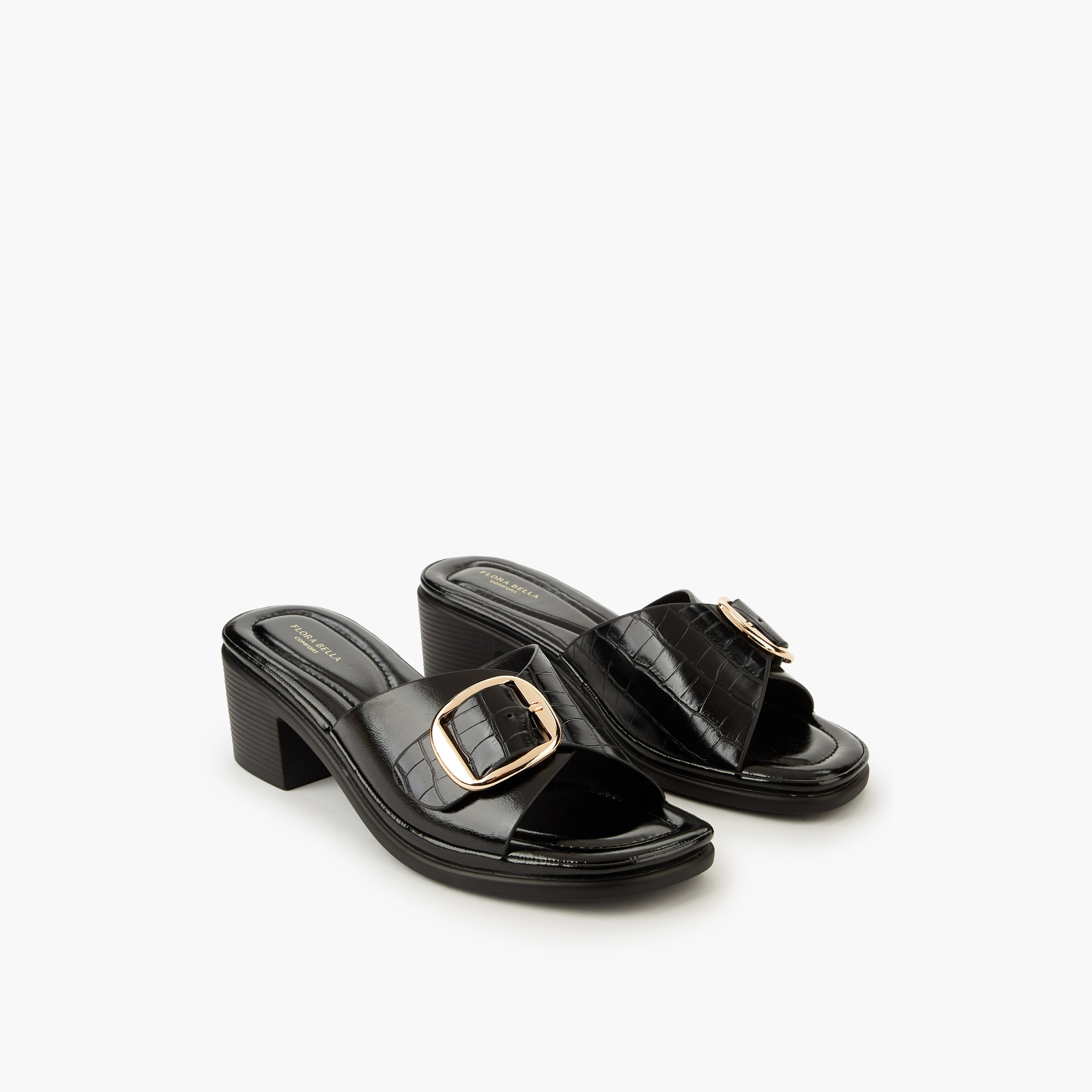 Flora Bella Women Buckle Detail Block Heel Sandals-women-shoes-sandals-heeled-image-1