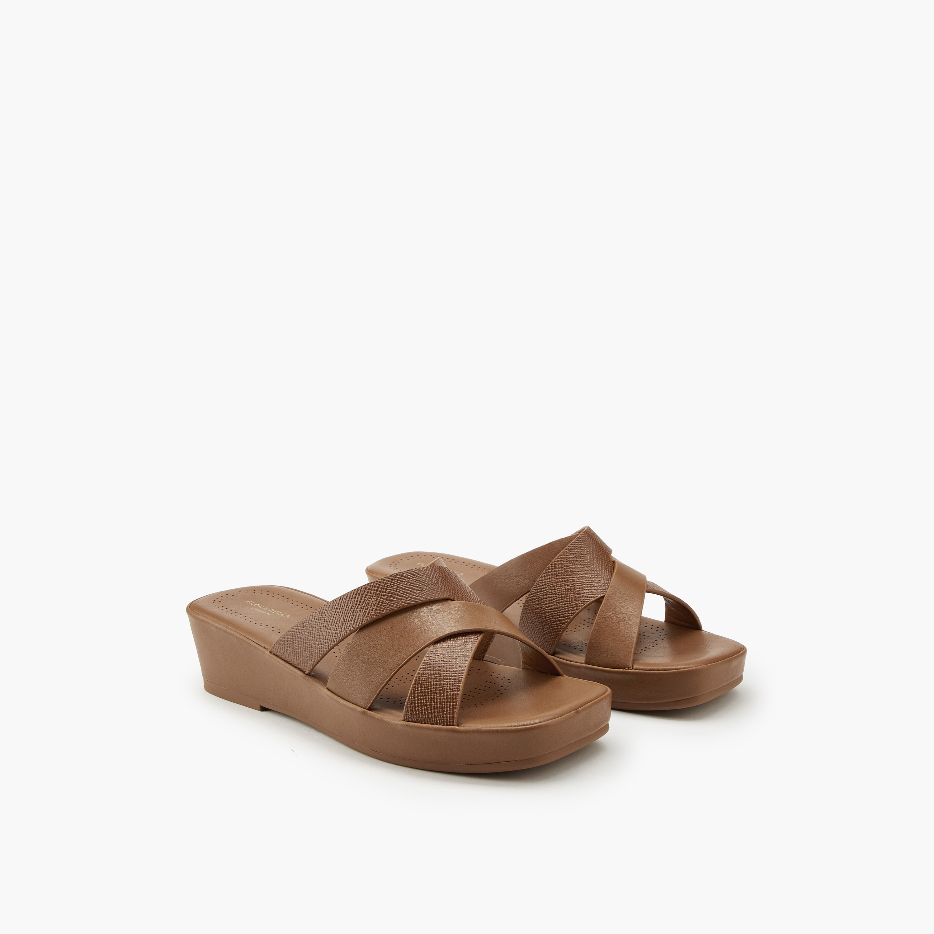 Flora Bella Textured Criss-Cross Wedge Sandals-women-shoes-sandals-heeled-image-1