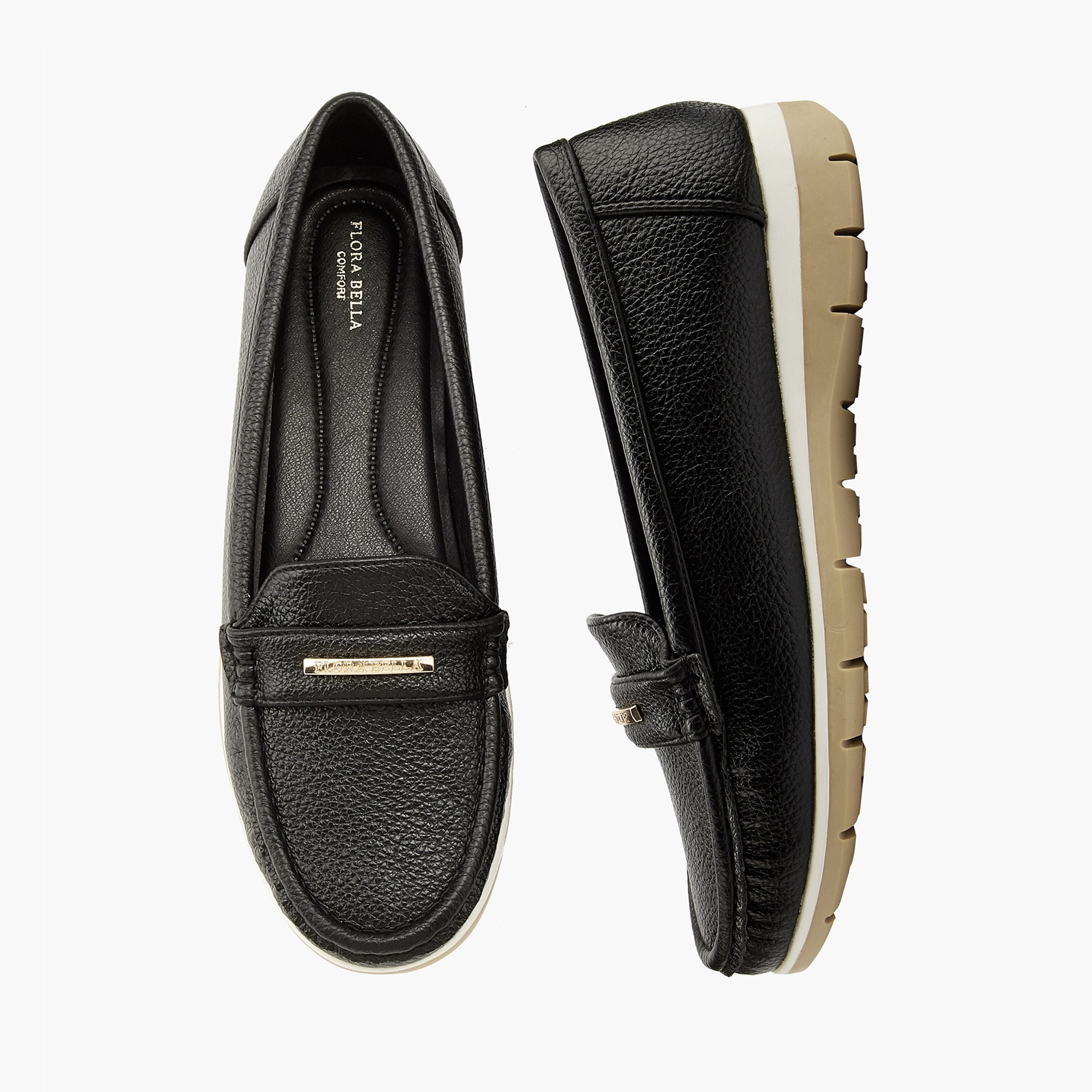 Flora Bella Textured Loafers with Metal Accent-women-shoes-loafersandmoccasins-image-1