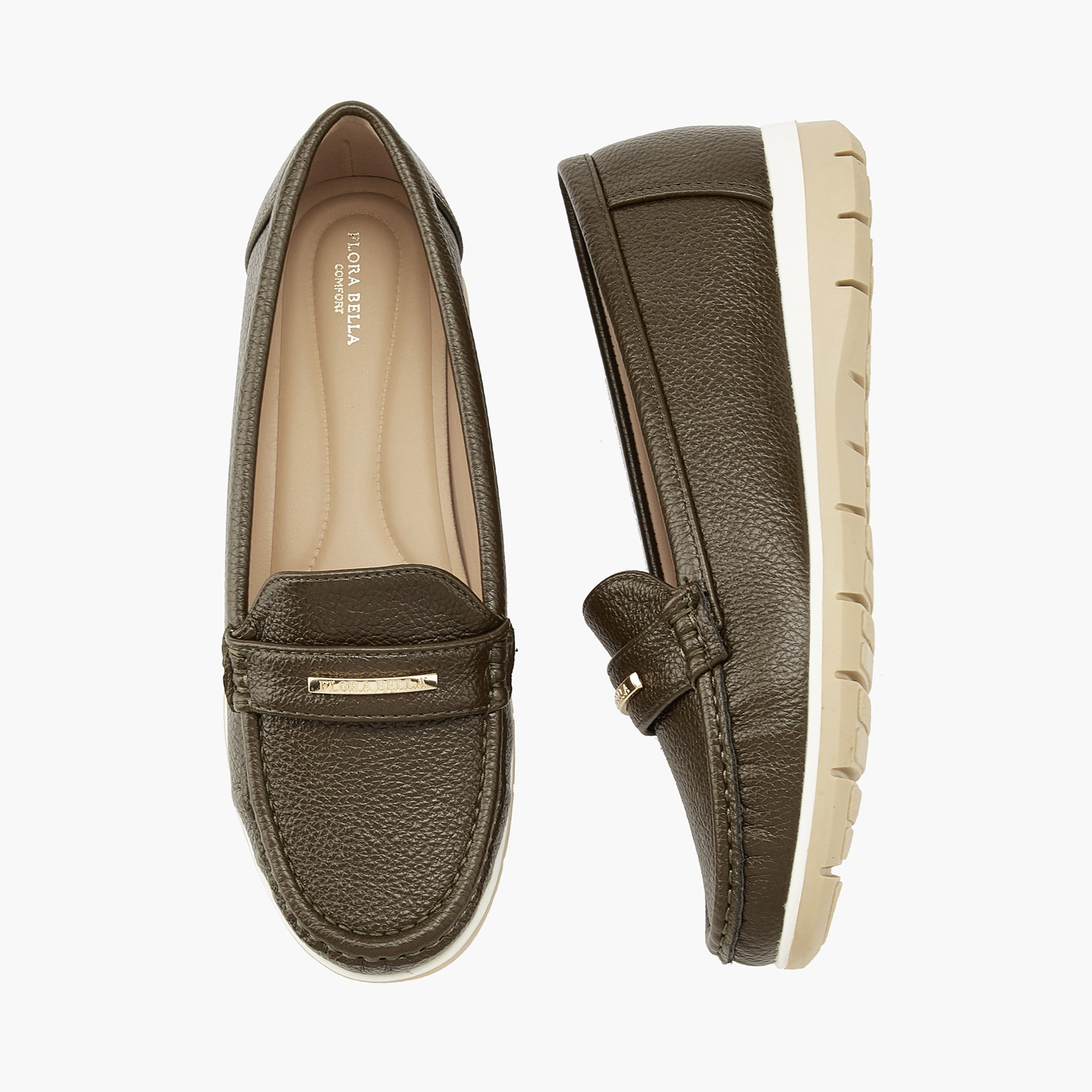 Flora Bella Textured Loafers with Metal Accent-women-shoes-loafersandmoccasins-image-1