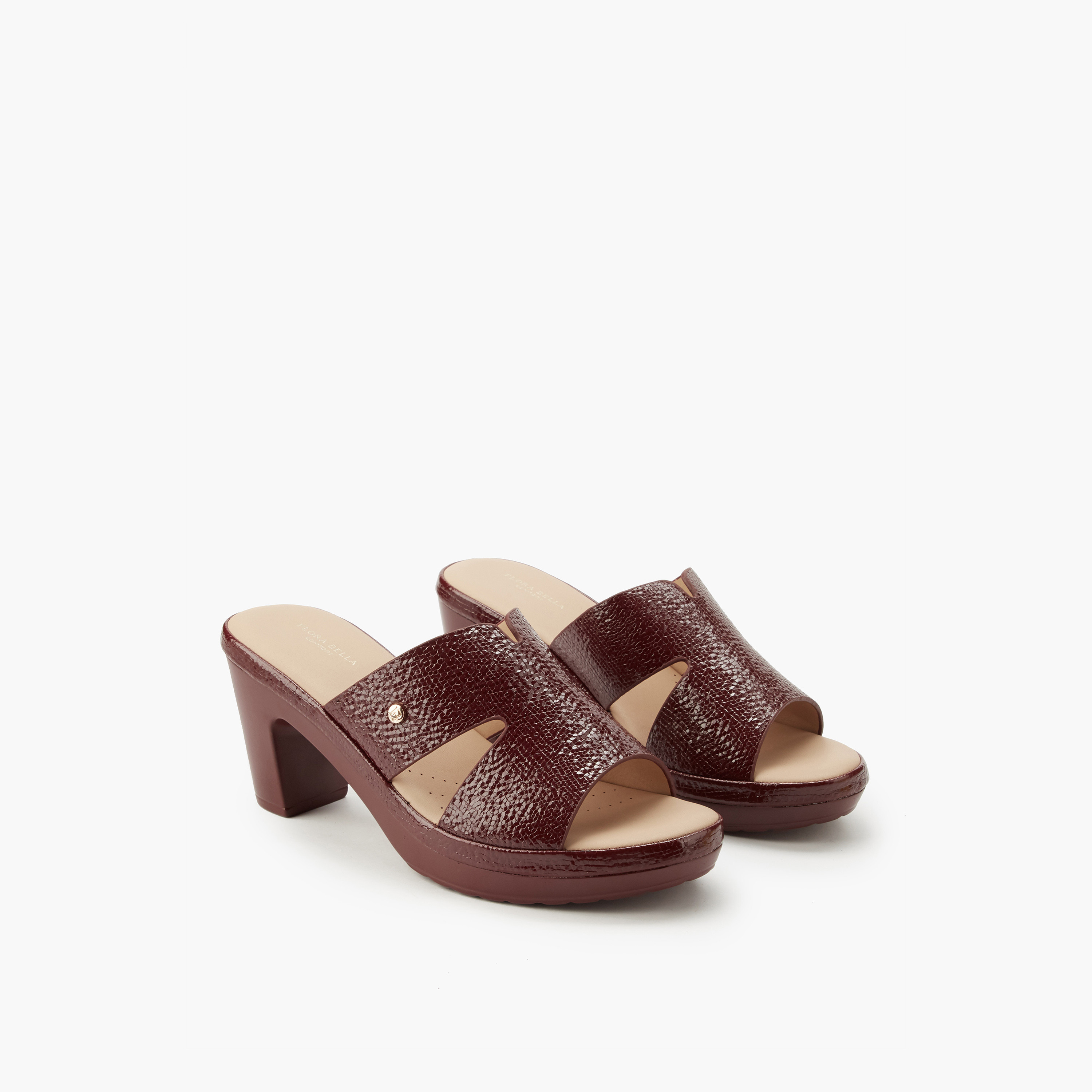 Flora Bella Textured Slip-On Sandals with Block Heels-women-shoes-sandals-heeled-image-1
