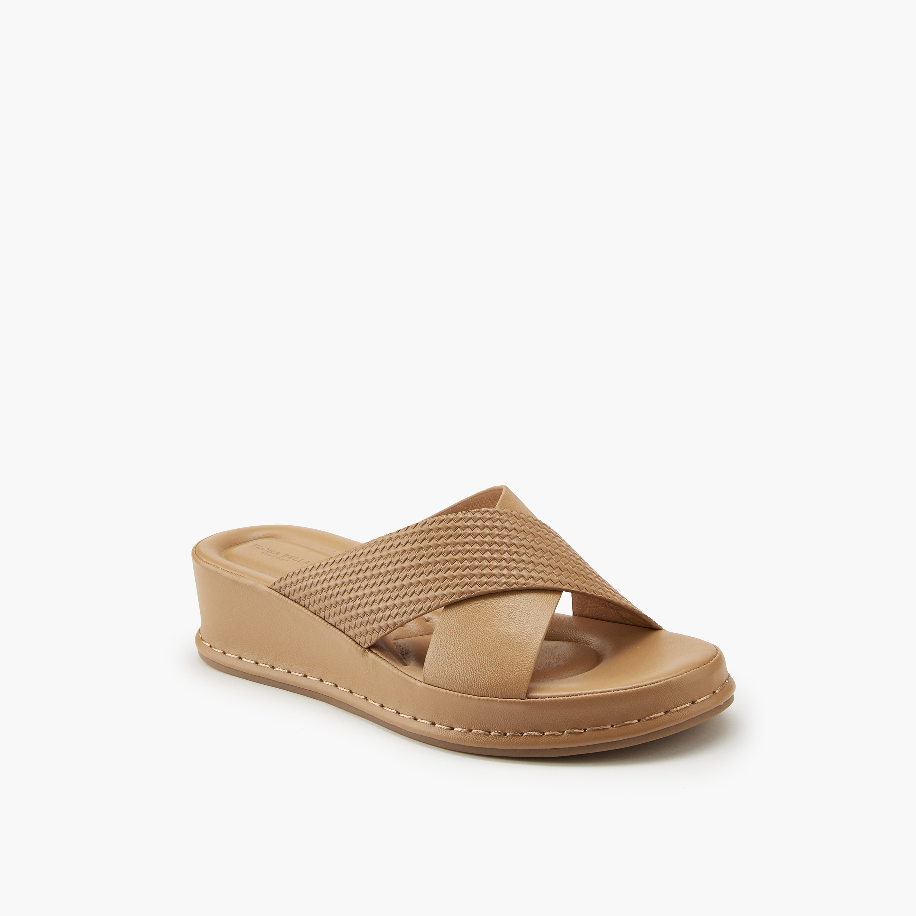 Flora Bella Textured Criss-Cross Slip-On Sandals-women-shoes-sandals-heeled-image-3