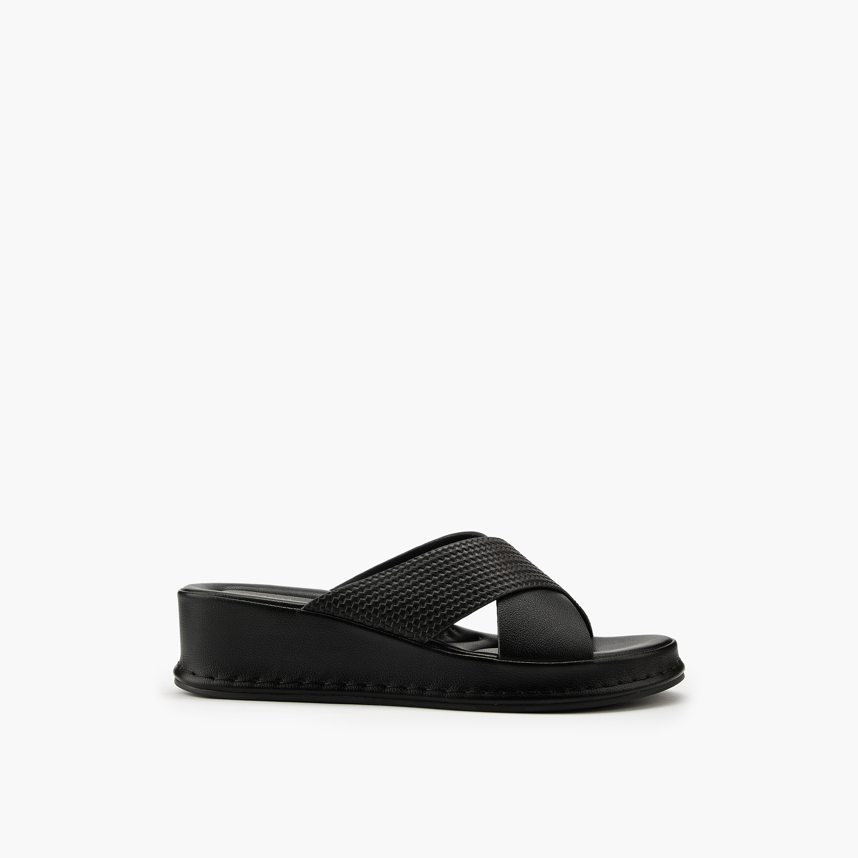 Flora Bella Textured Criss-Cross Slip-On Sandals-women-shoes-sandals-heeled-image-2