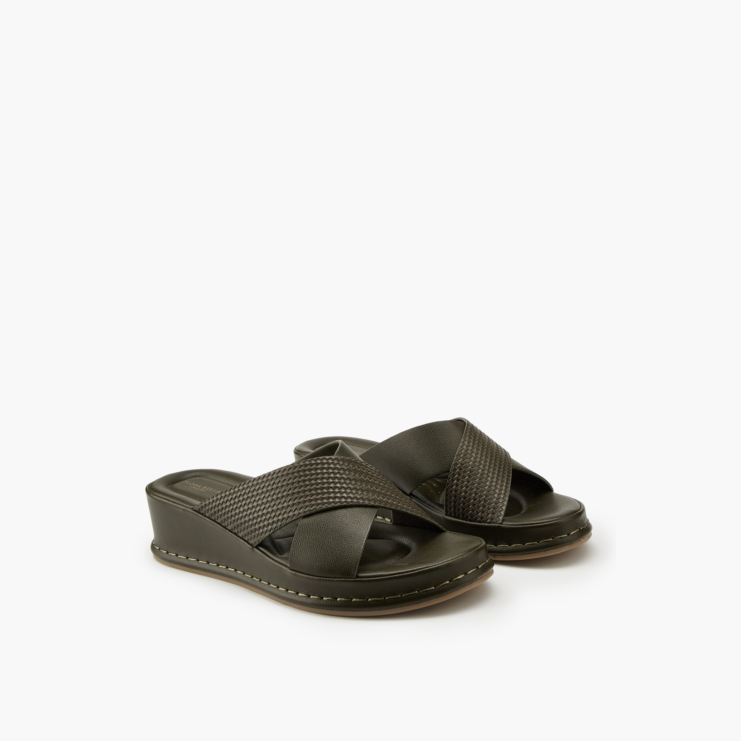 Flora Bella Textured Criss-Cross Slip-On Sandals-women-shoes-sandals-heeled-image-1