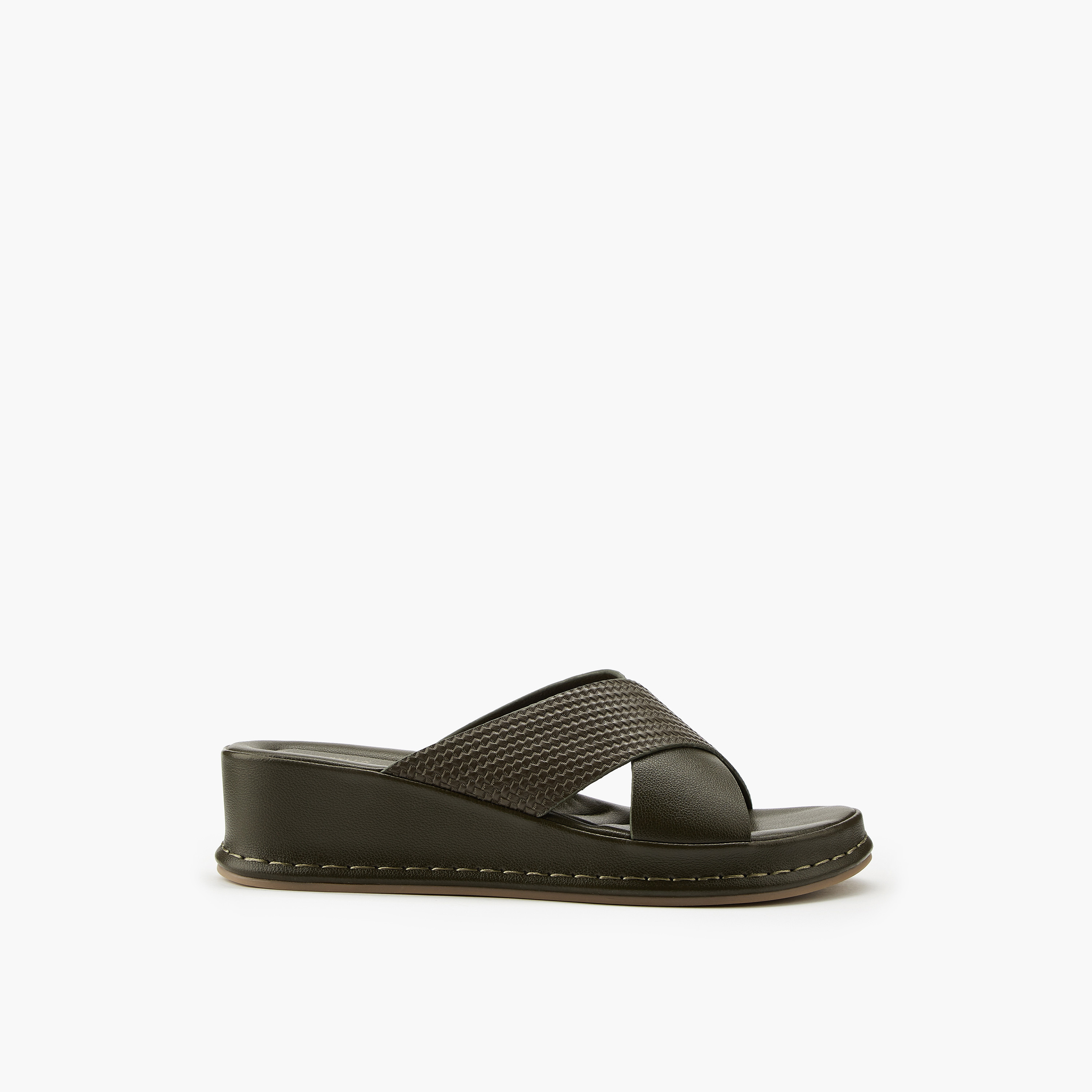 Flora Bella Textured Criss-Cross Slip-On Sandals-women-shoes-sandals-heeled-image-2