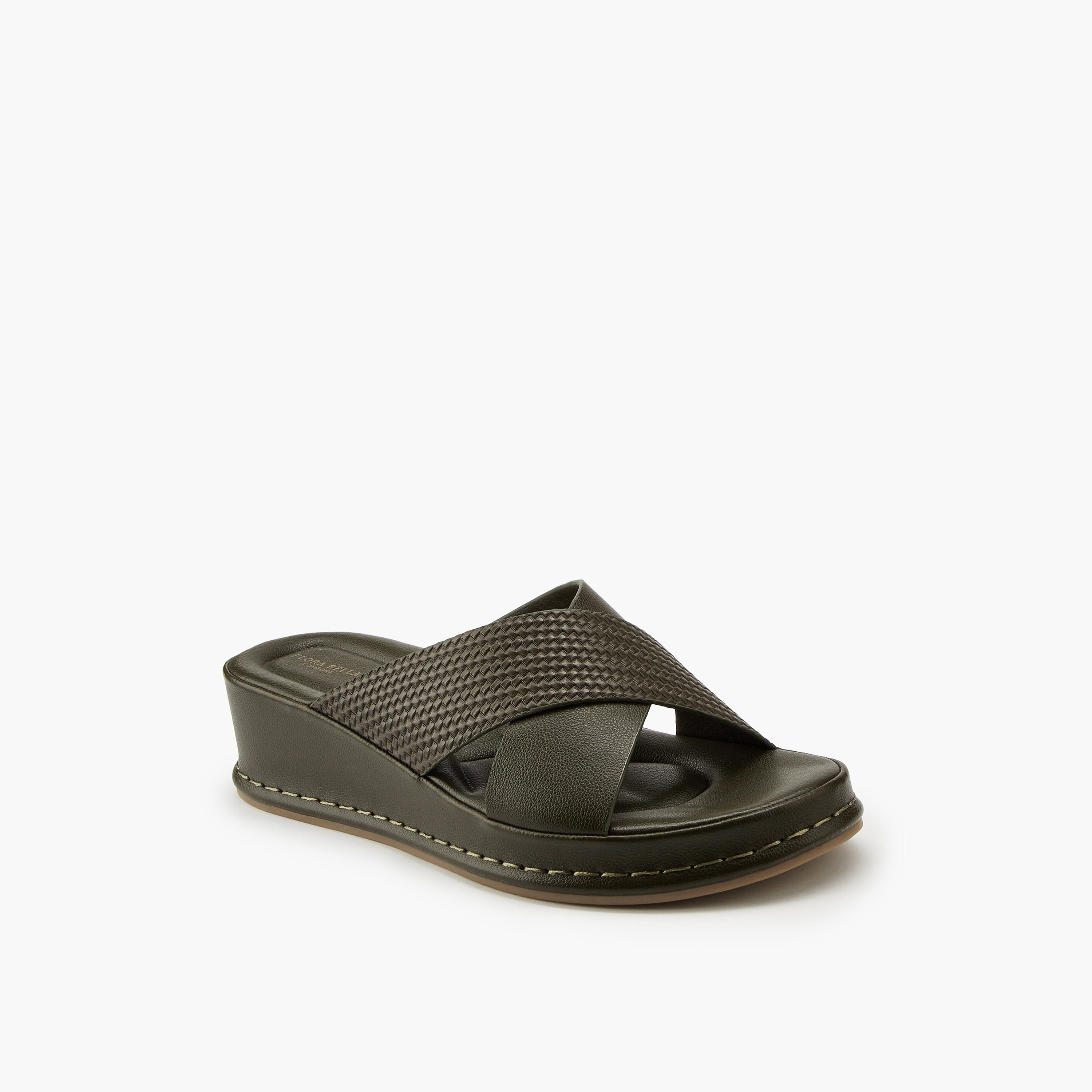 Flora Bella Textured Criss-Cross Slip-On Sandals-women-shoes-sandals-heeled-image-3