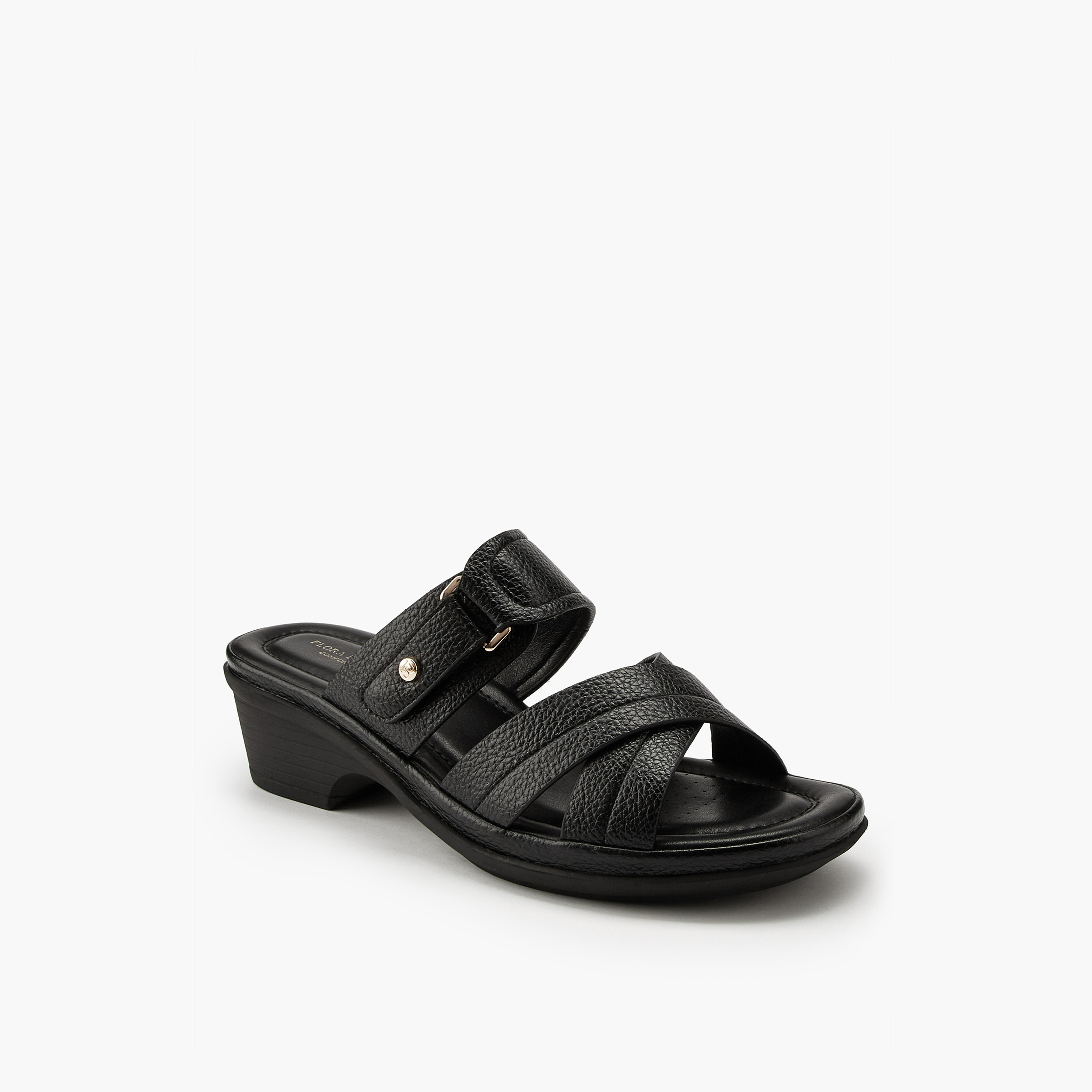 Flora Bella Criss-Cross Textured Slip-On Sandals-women-shoes-sandals-heeled-image-3