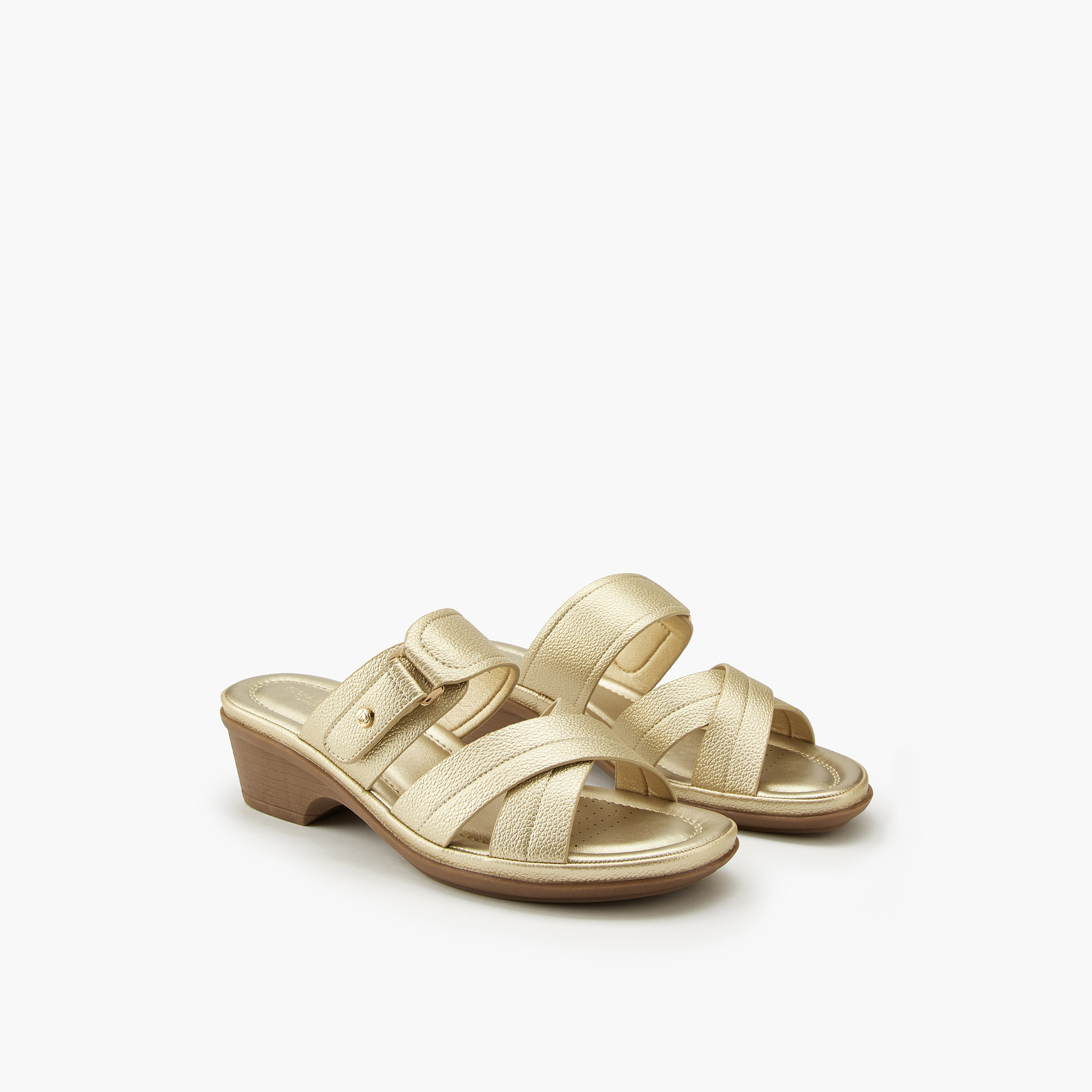 Flora Bella Criss-Cross Textured Slip-On Sandals-women-shoes-sandals-heeled-image-1