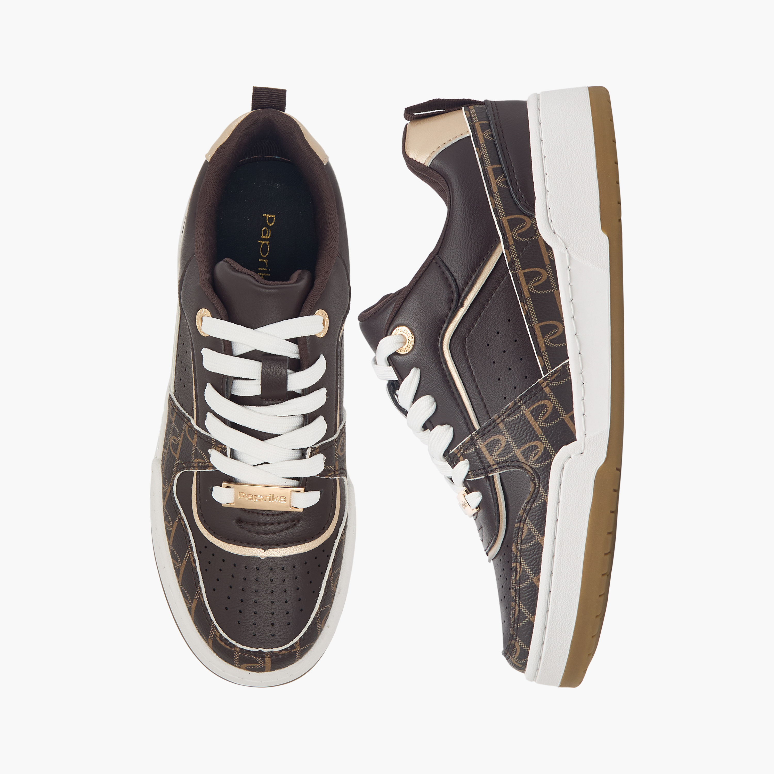 حذاء سنيكرز بطبعات مونوجرام ورباط من بابريكا-women-shoes-sneakers-image-6