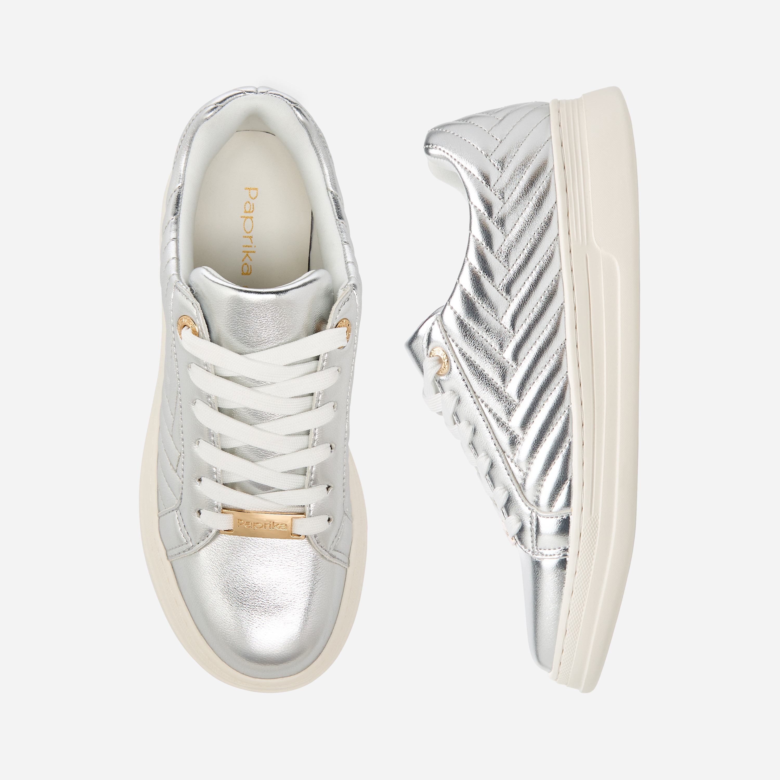 Paprika Quilted Metallic Sneakers with Lace-Up Closure-women-shoes-sneakers-image-1