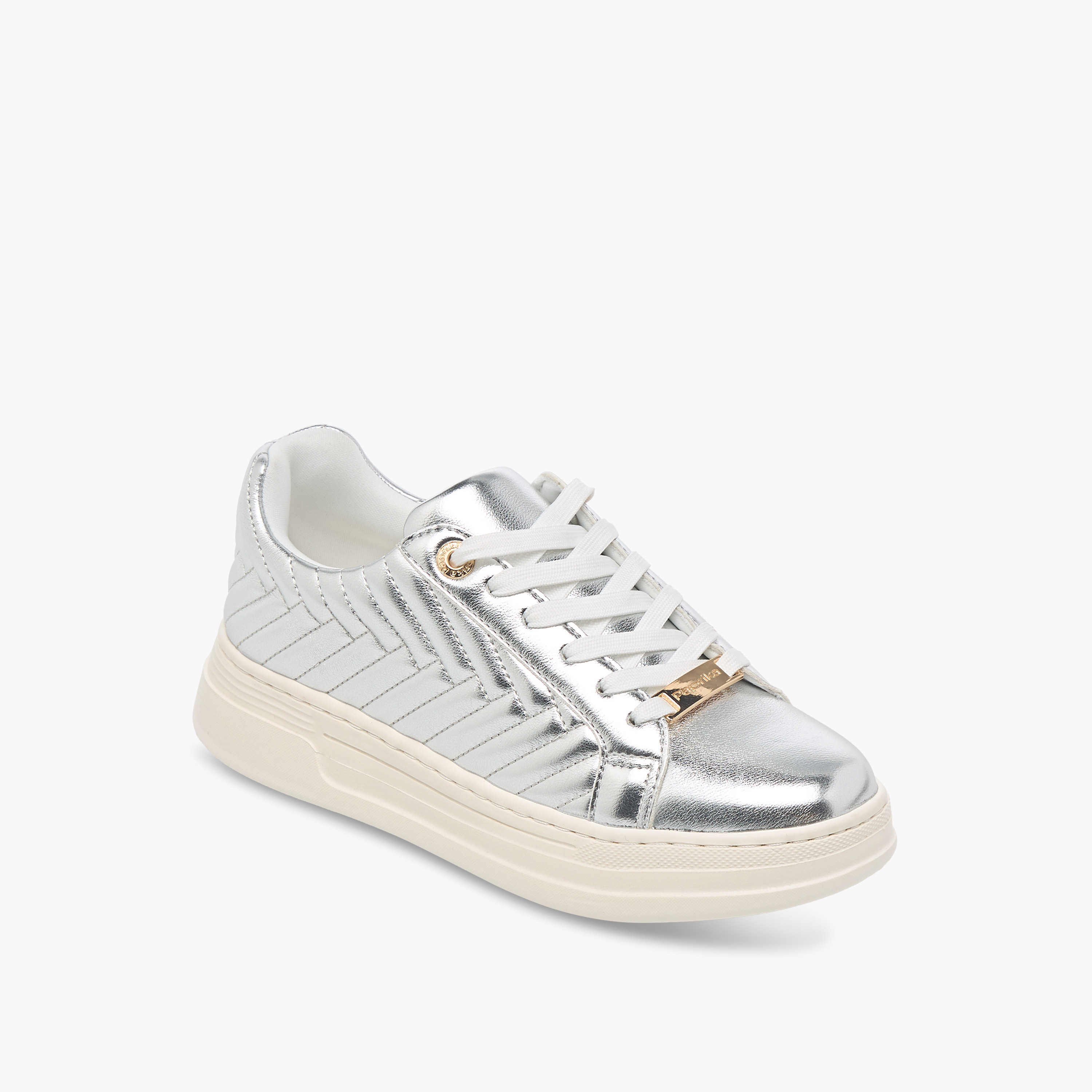 Paprika Quilted Metallic Sneakers with Lace-Up Closure-women-shoes-sneakers-image-2