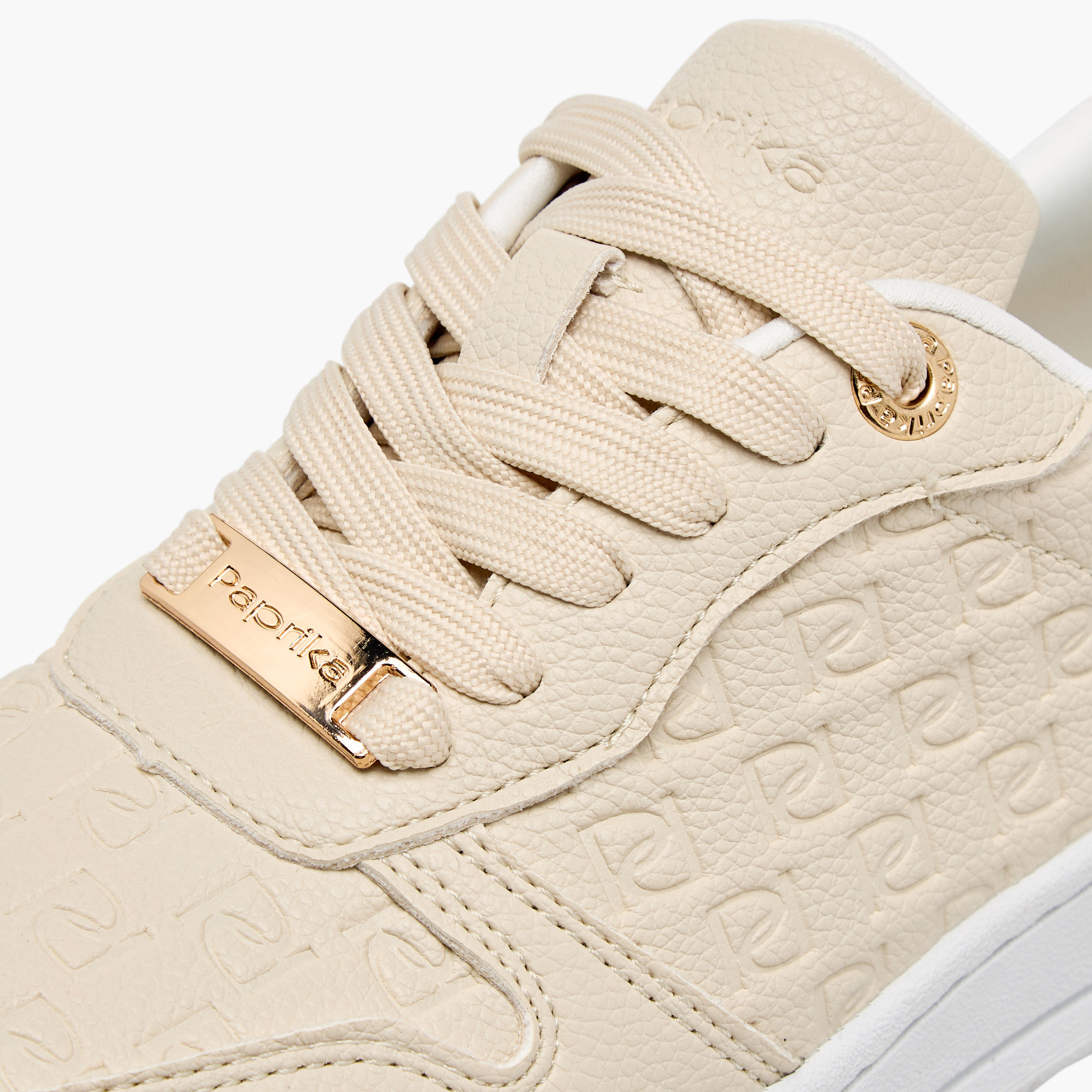 Paprika Monogram Embossed Sneakers with Lace-Up Closure-women-shoes-sneakers-image-4