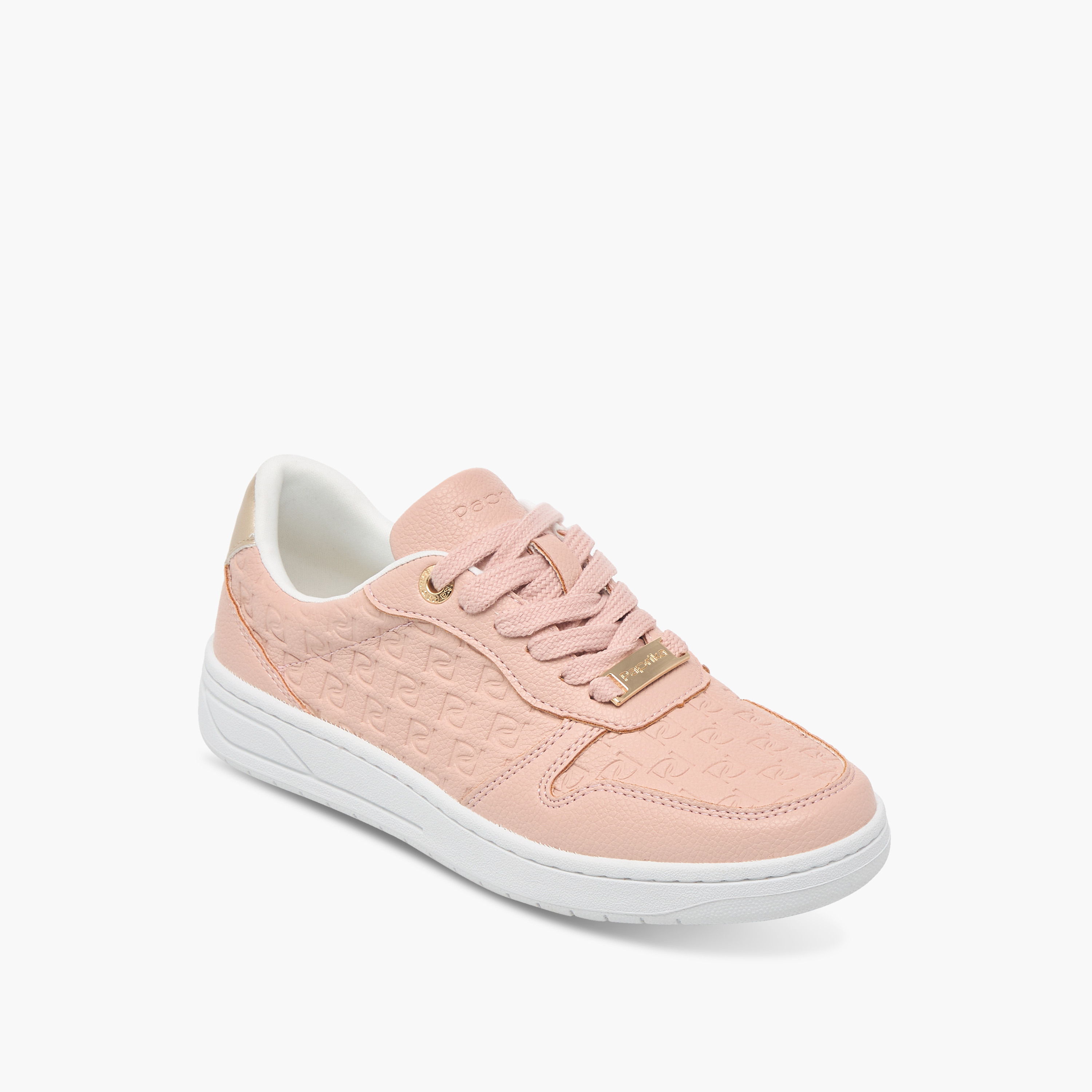 Paprika Monogram Embossed Sneakers with Lace-Up Closure-women-shoes-sneakers-image-2