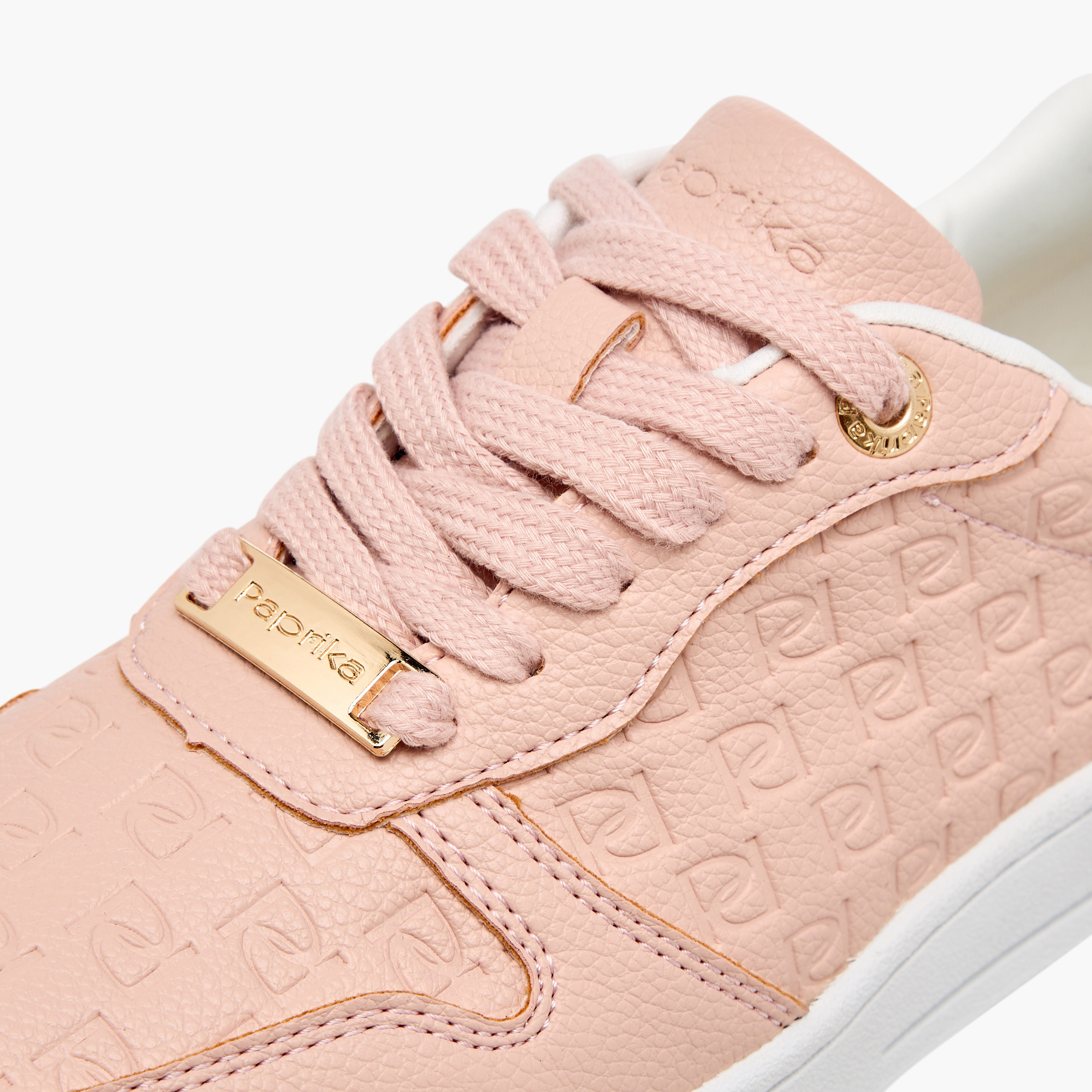 Paprika Monogram Embossed Sneakers with Lace-Up Closure-women-shoes-sneakers-image-4