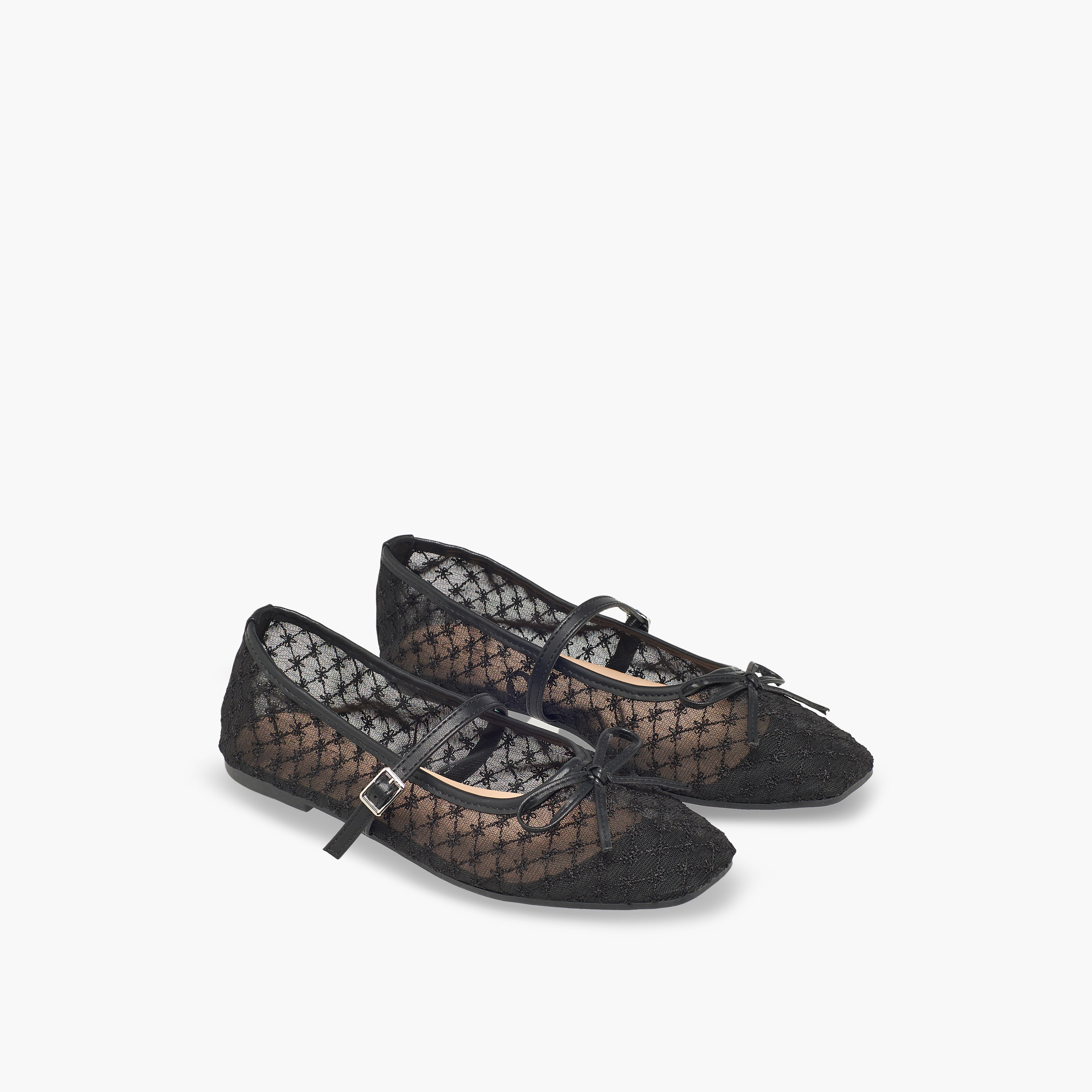 Celeste Women Bow Detail Mesh Mary Jane Shoes-women-shoes-ballerinas-image-1
