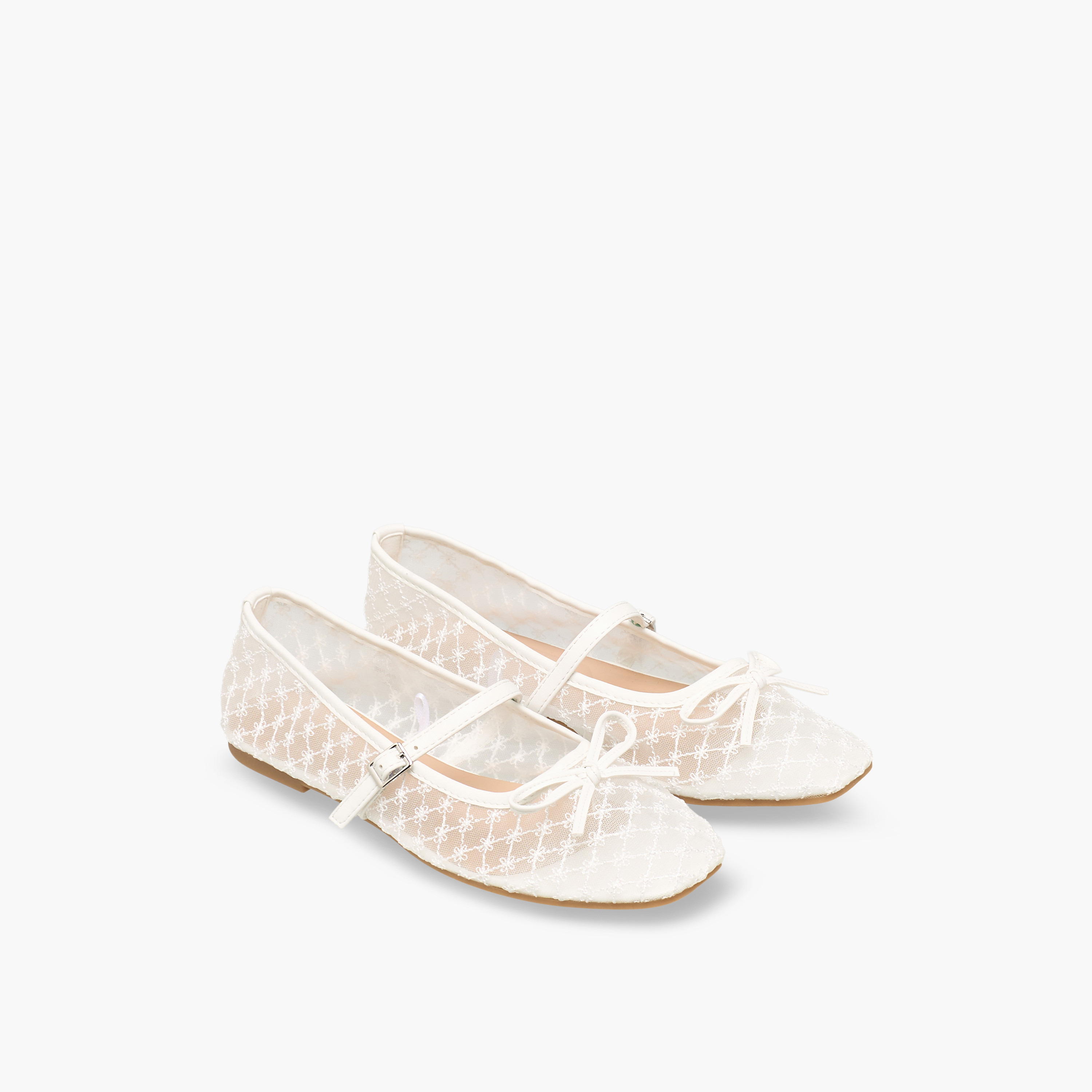 Celeste Women Bow Detail Mesh Mary Jane Shoes-women-shoes-ballerinas-image-1