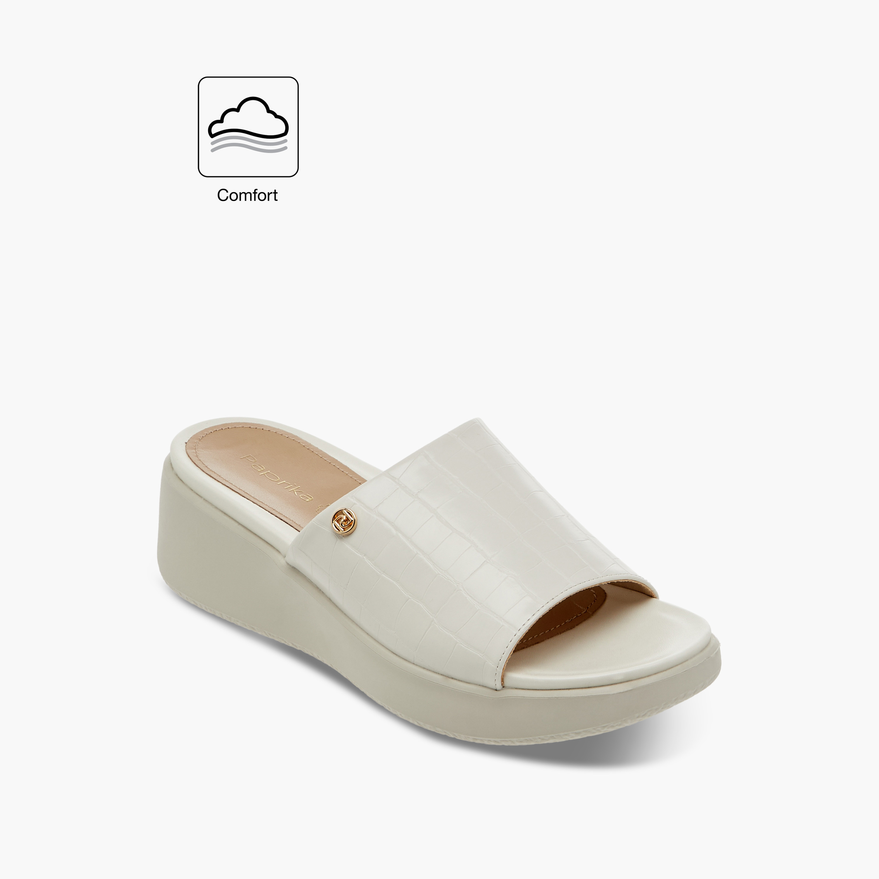 Paprika Textured Slip-On Comfort Sandals with Wedge Heel-women-shoes-sandals-heeled-image-2