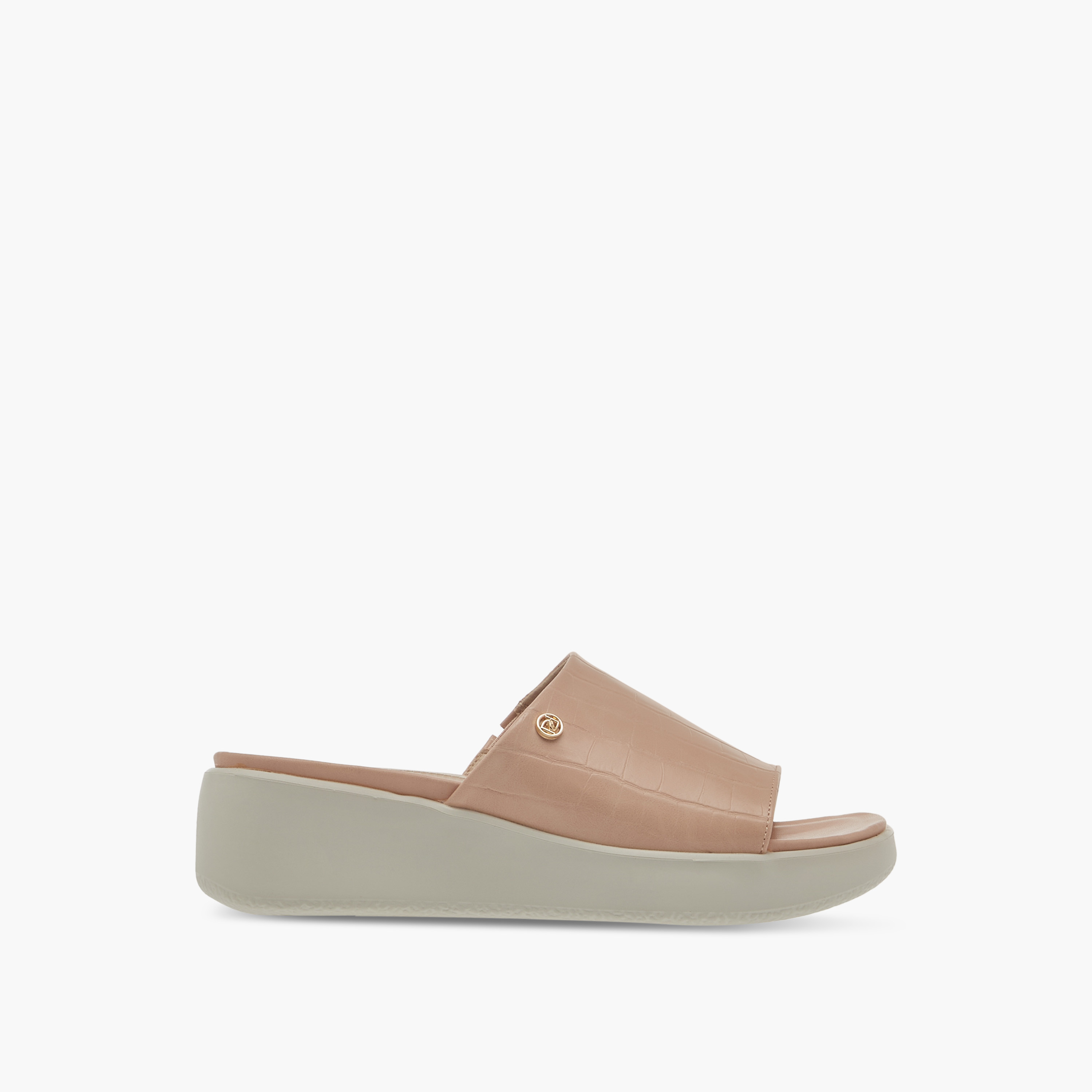 Paprika Textured Slip-On Comfort Sandals with Wedge Heel-women-shoes-sandals-heeled-image-3