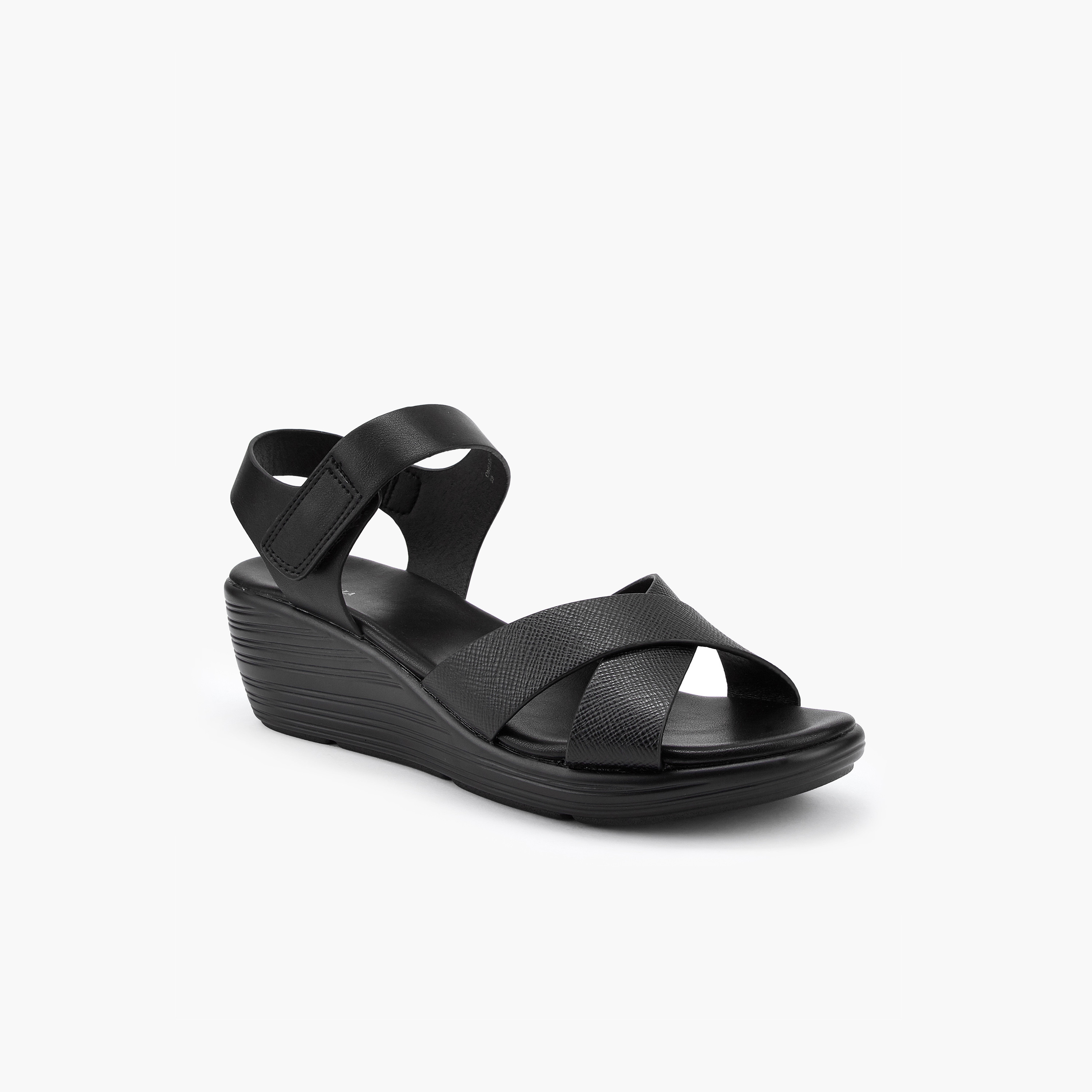Flora Bella Cross Strap Solid Sandals with Hook and Loop Closure-women-shoes-sandals-heeled-image-2