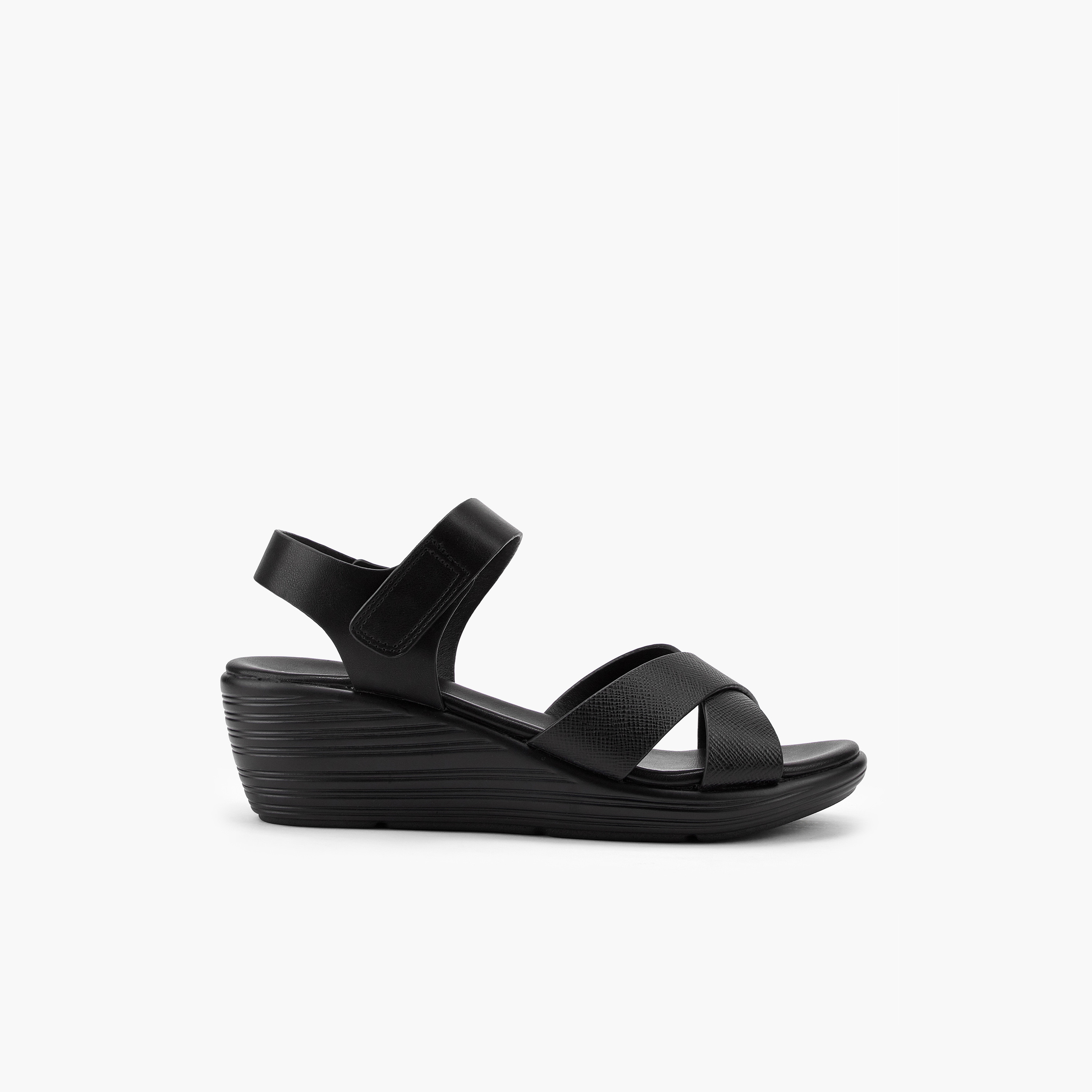 Flora Bella Cross Strap Solid Sandals with Hook and Loop Closure-women-shoes-sandals-heeled-image-3
