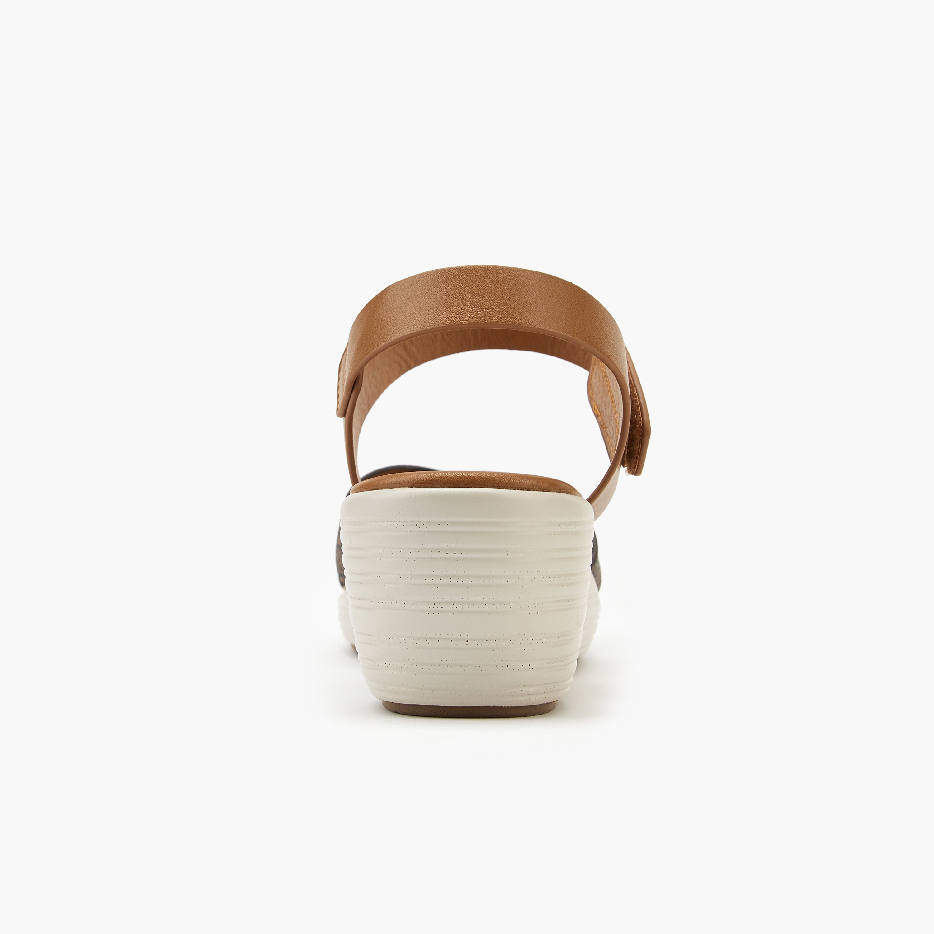 Flora Bella Cross Strap Monogram Print Sandals with Hook and Loop Closure-women-shoes-sandals-heeled-image-5