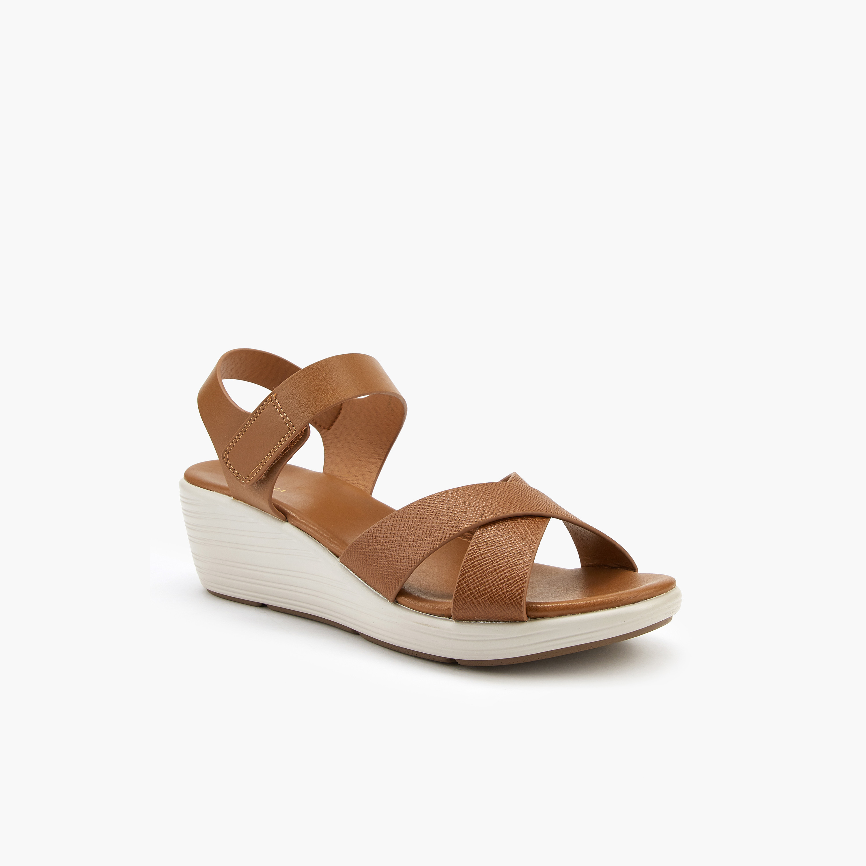 Flora Bella Cross Strap Solid Sandals with Hook and Loop Closure-women-shoes-sandals-heeled-image-2