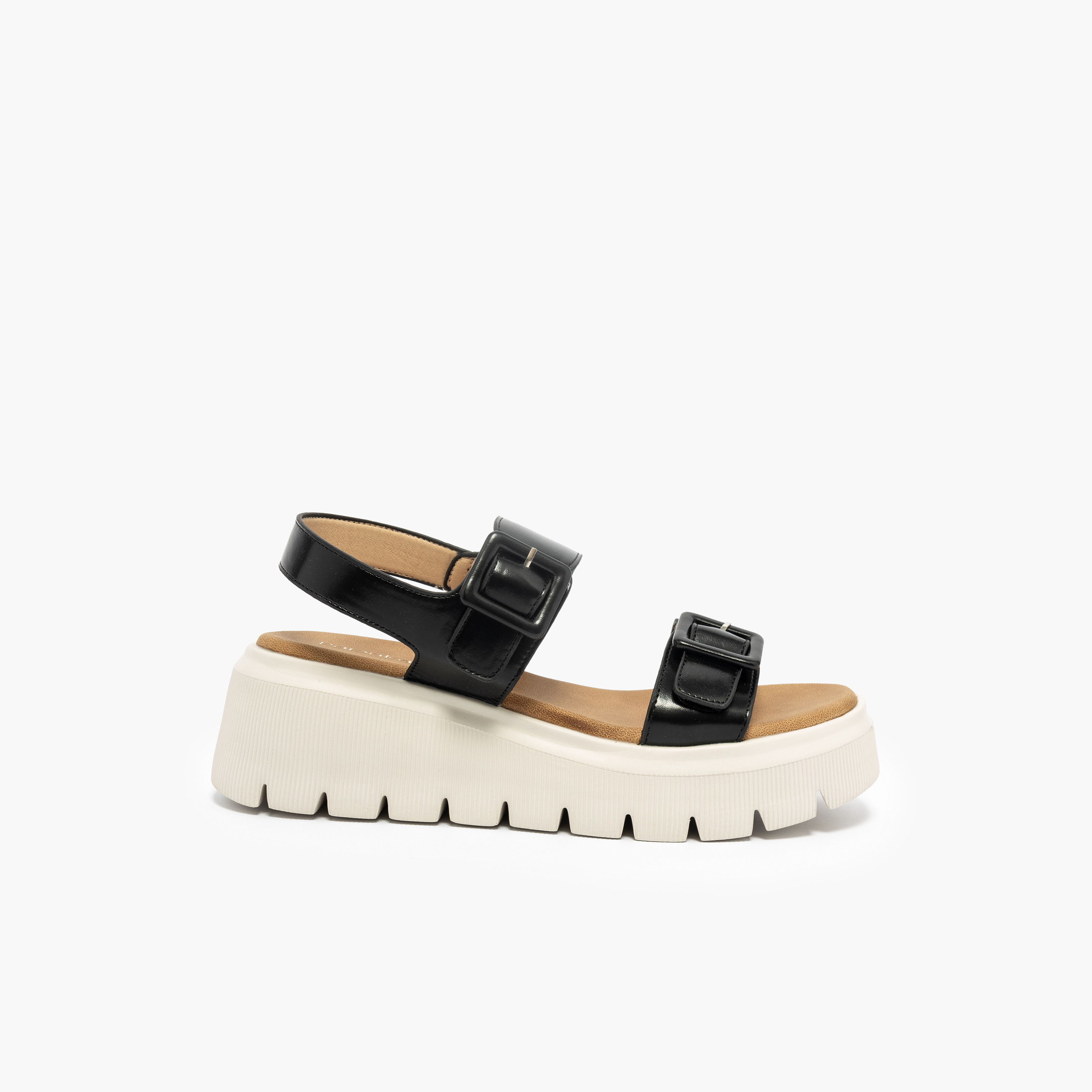 Paprika Buckle Accent Sandals with Platform Heels-women-shoes-sandals-heeled-image-3