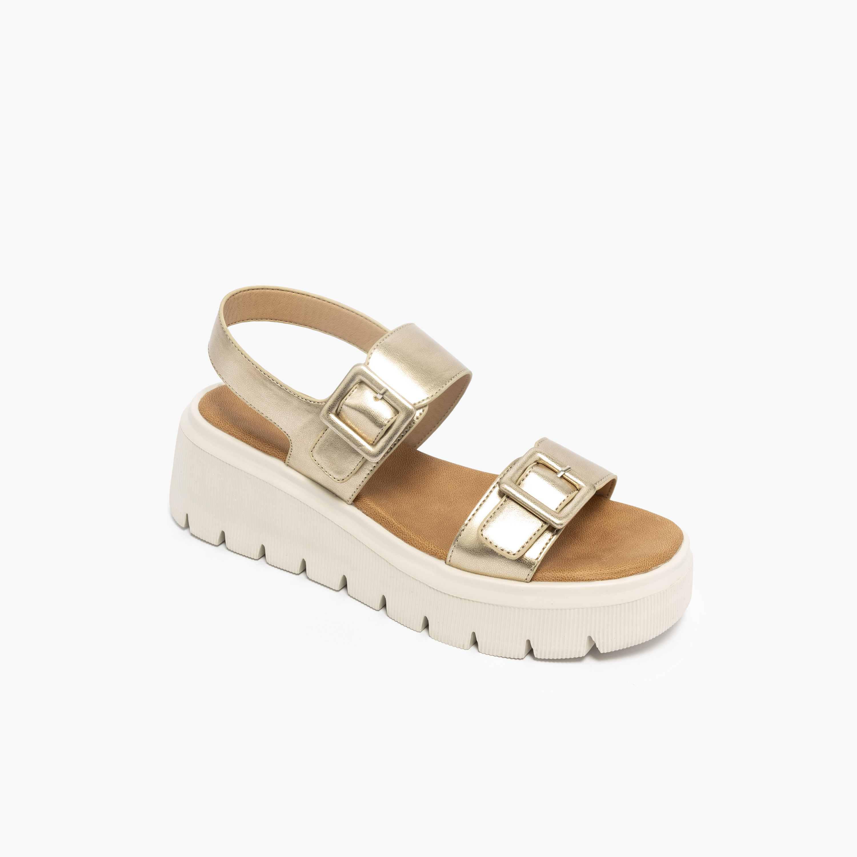 Paprika Buckle Accent Sandals with Platform Heels-women-shoes-sandals-heeled-image-2