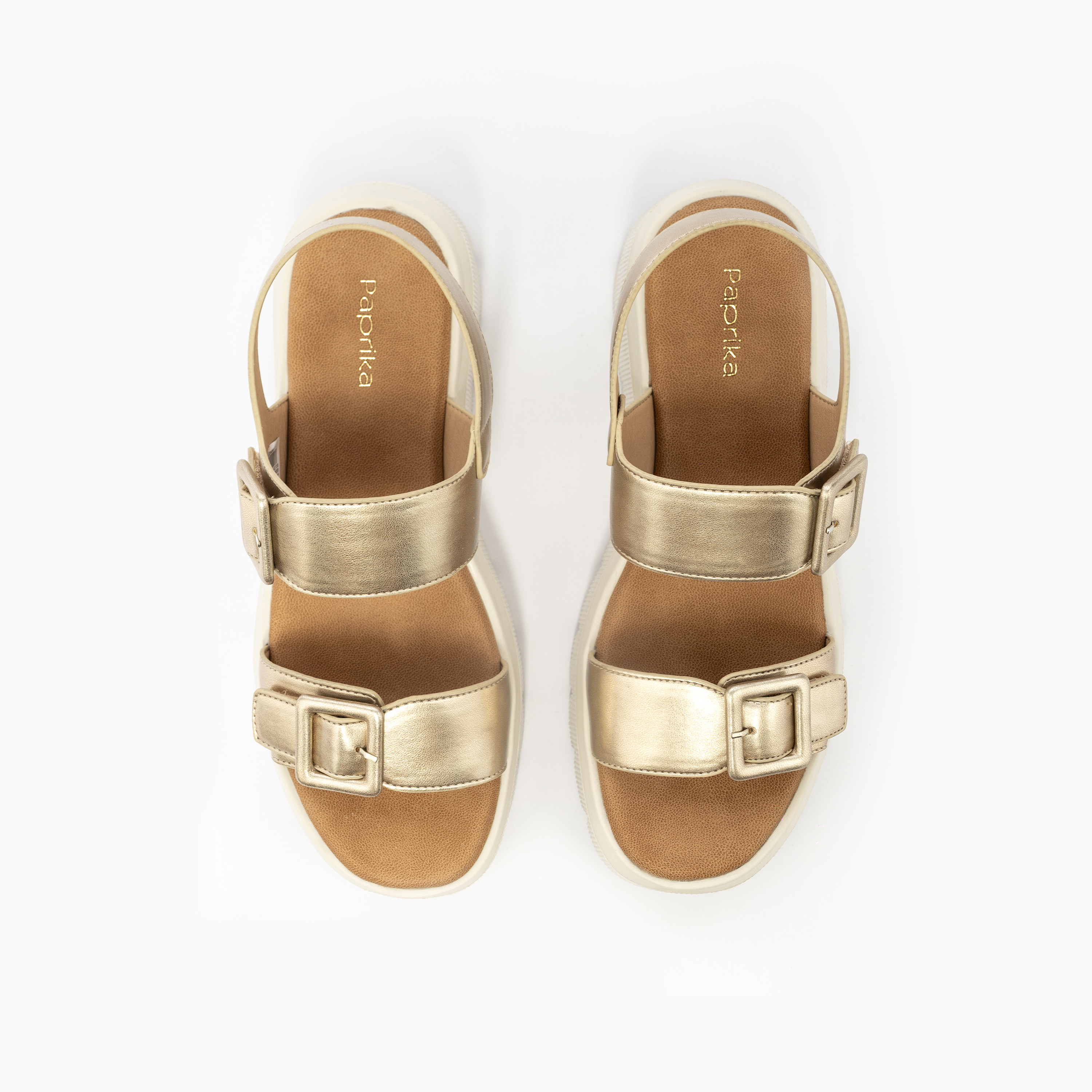 Paprika Buckle Accent Sandals with Platform Heels-women-shoes-sandals-heeled-image-1