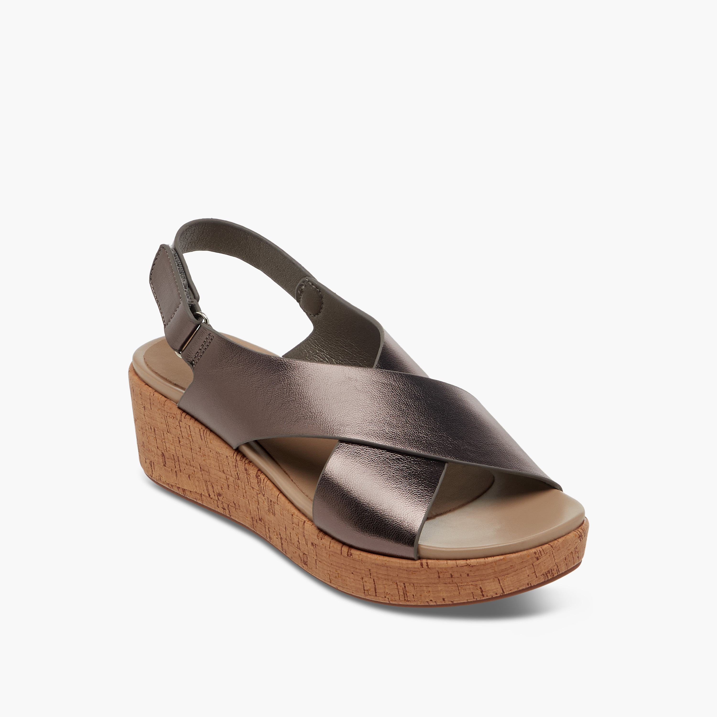 صندل رقائق بكعب بلاتفورم بارز الملمس وحزام متقاطع وشريط إغلاق لاصق من بابريكا-women-shoes-sandals-heeled-image-2