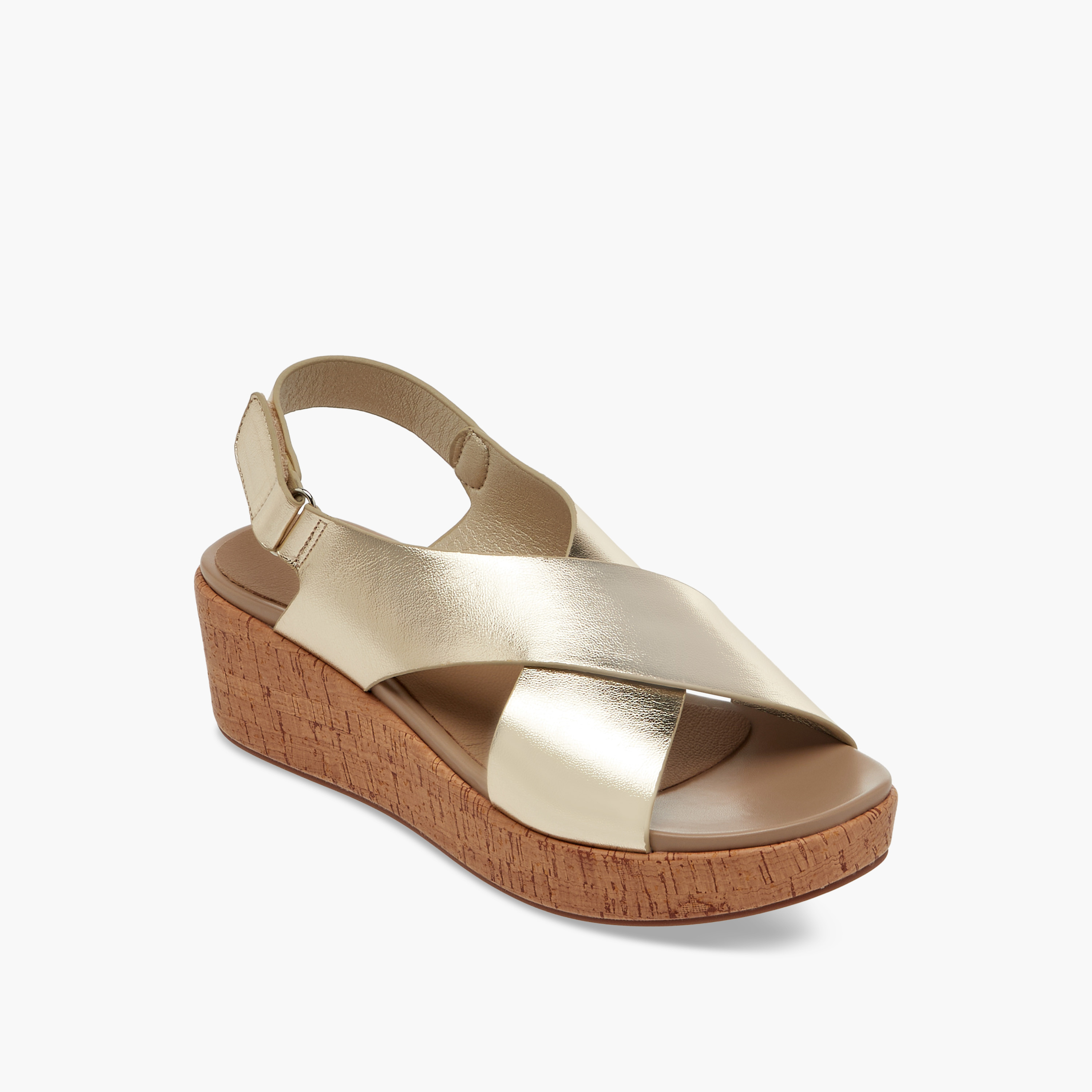 صندل رقائق بكعب بلاتفورم بارز الملمس وحزام متقاطع وشريط إغلاق لاصق من بابريكا-women-shoes-sandals-heeled-image-2