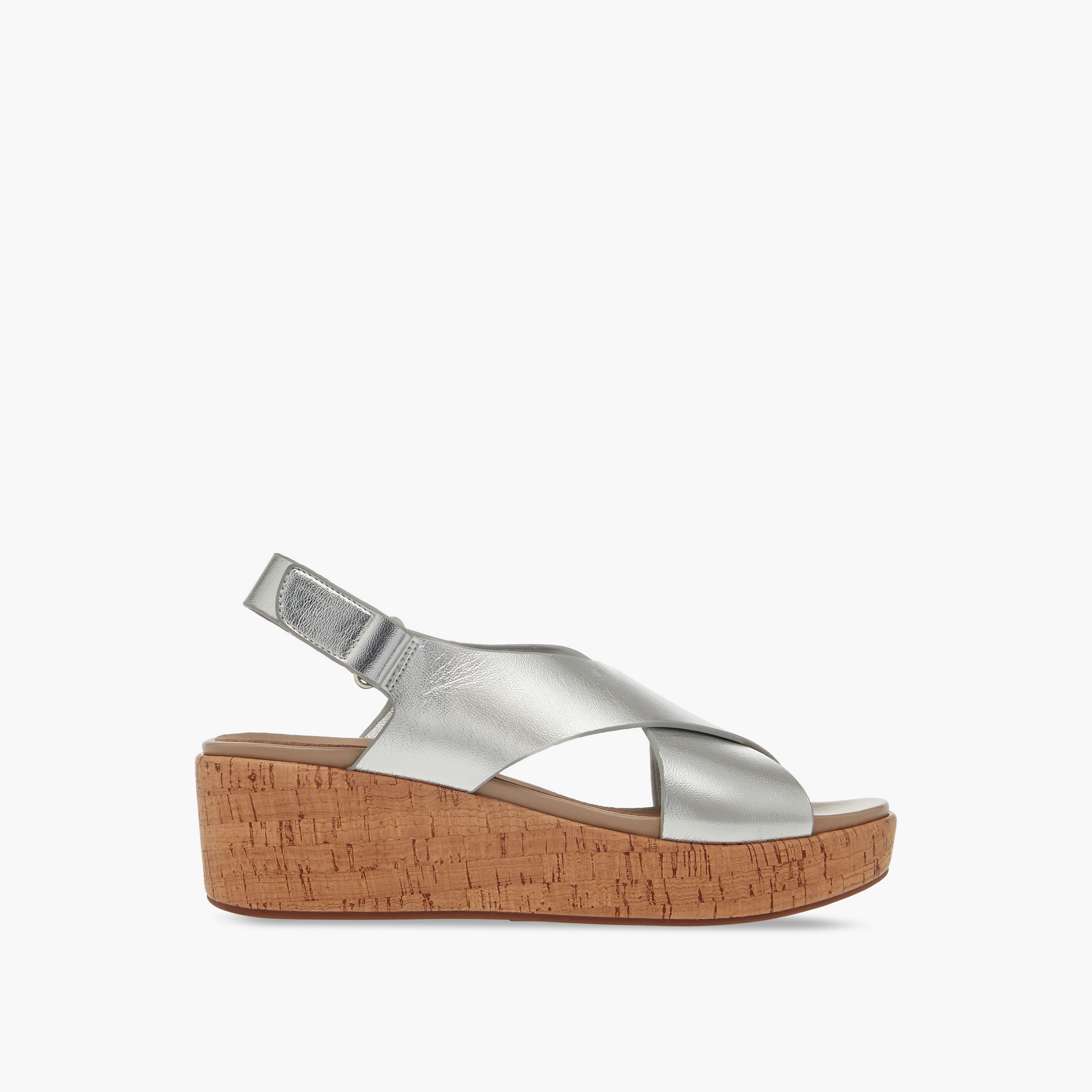 Paprika Foil Textured Cross-Strap Platform Sandals with Hook and Loop Closure-women-shoes-sandals-heeled-image-3