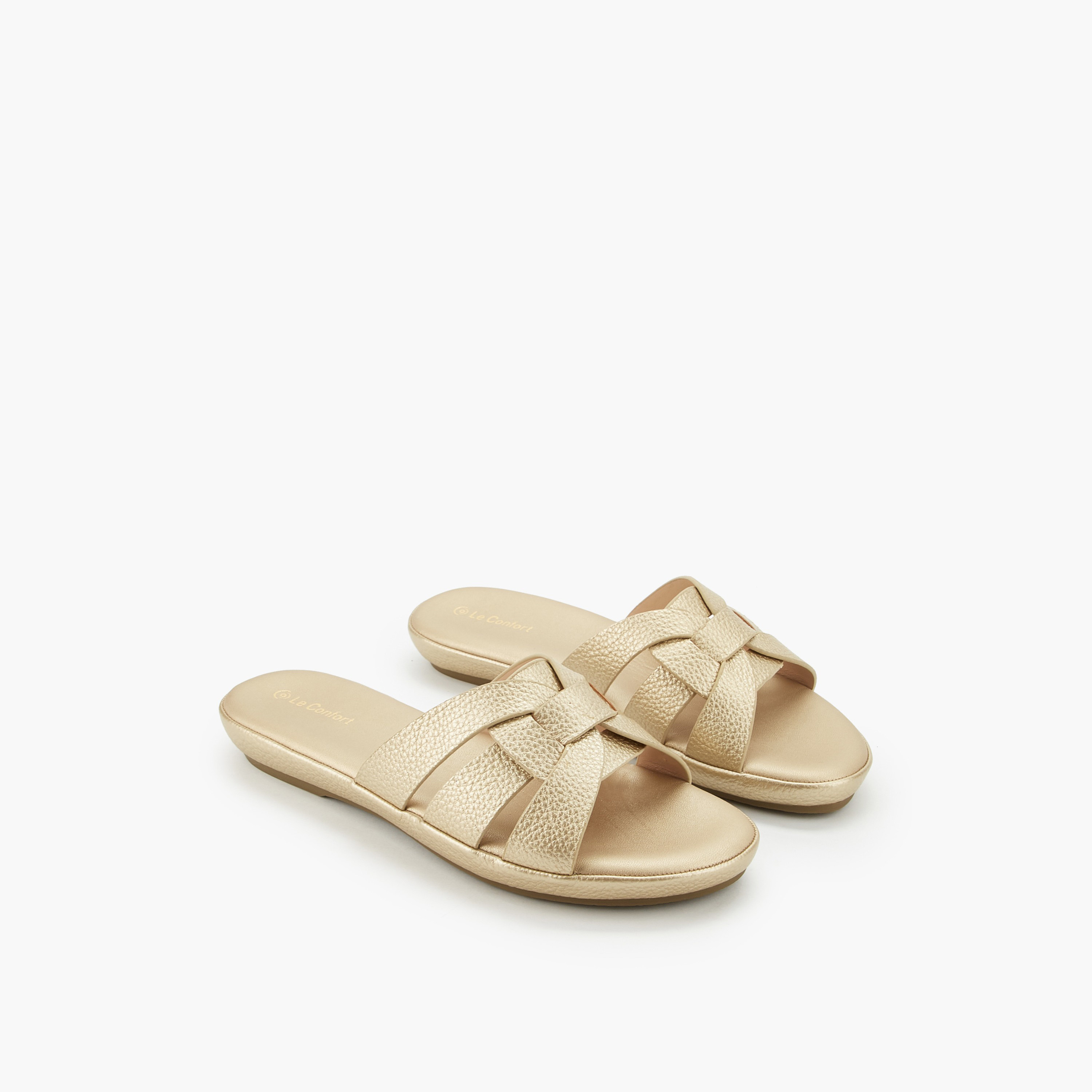 Le Confort Women Textured Slip-On Sandals-women-shoes-sandals-flats-image-1