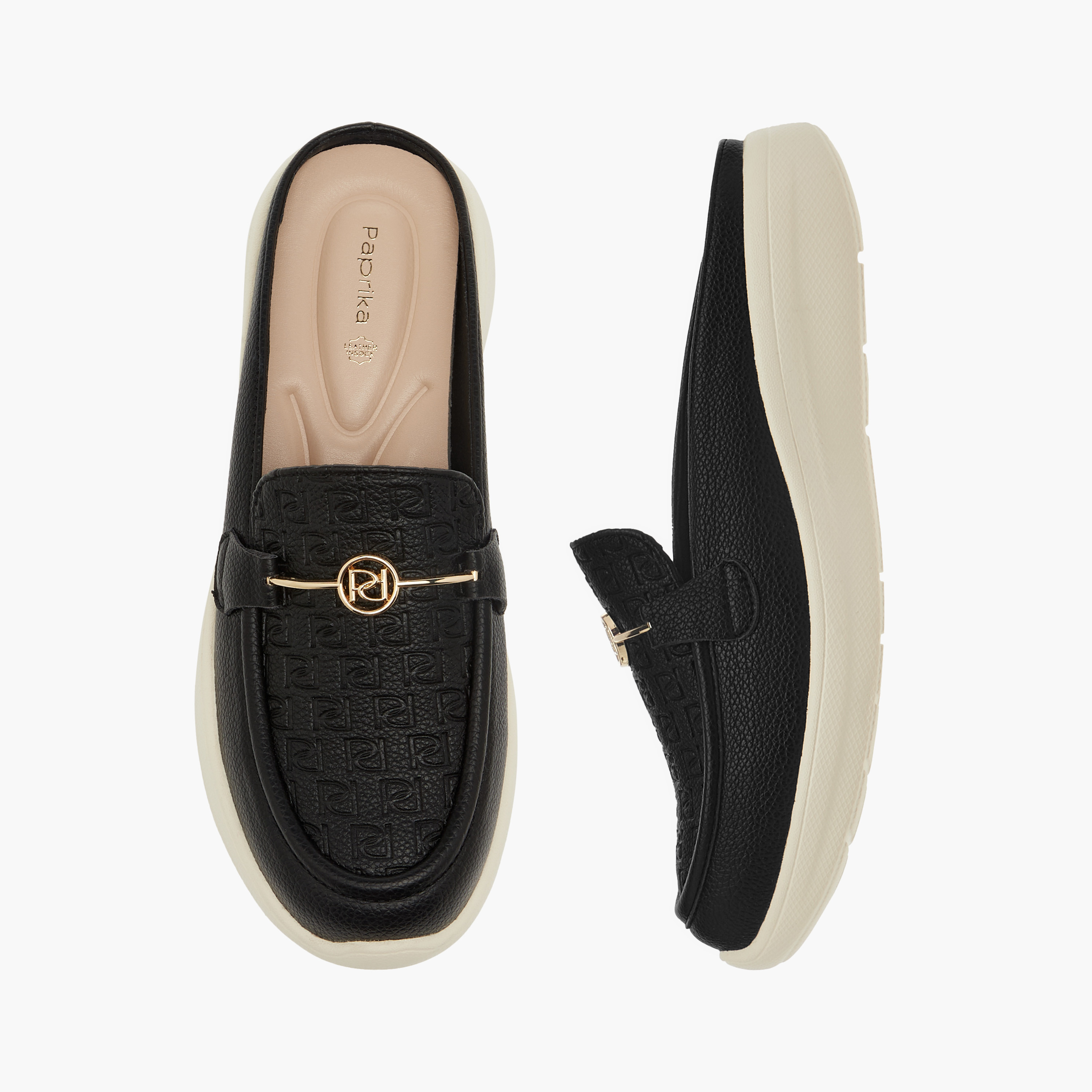 Paprika Monogram Embossed Slip-On Comfort Mules-women-shoes-flats-mules-image-1
