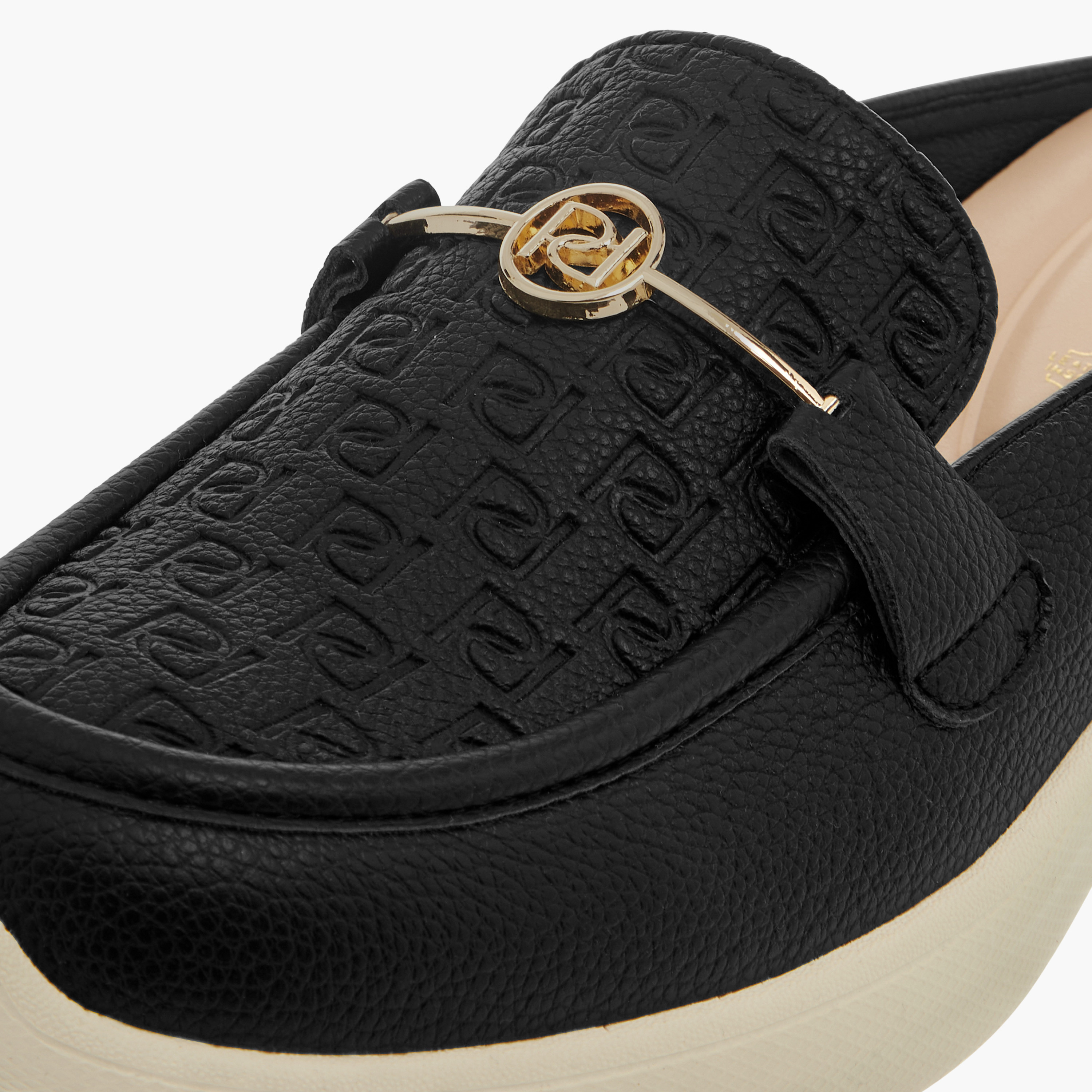 Paprika Monogram Embossed Slip-On Comfort Mules-women-shoes-flats-mules-image-4