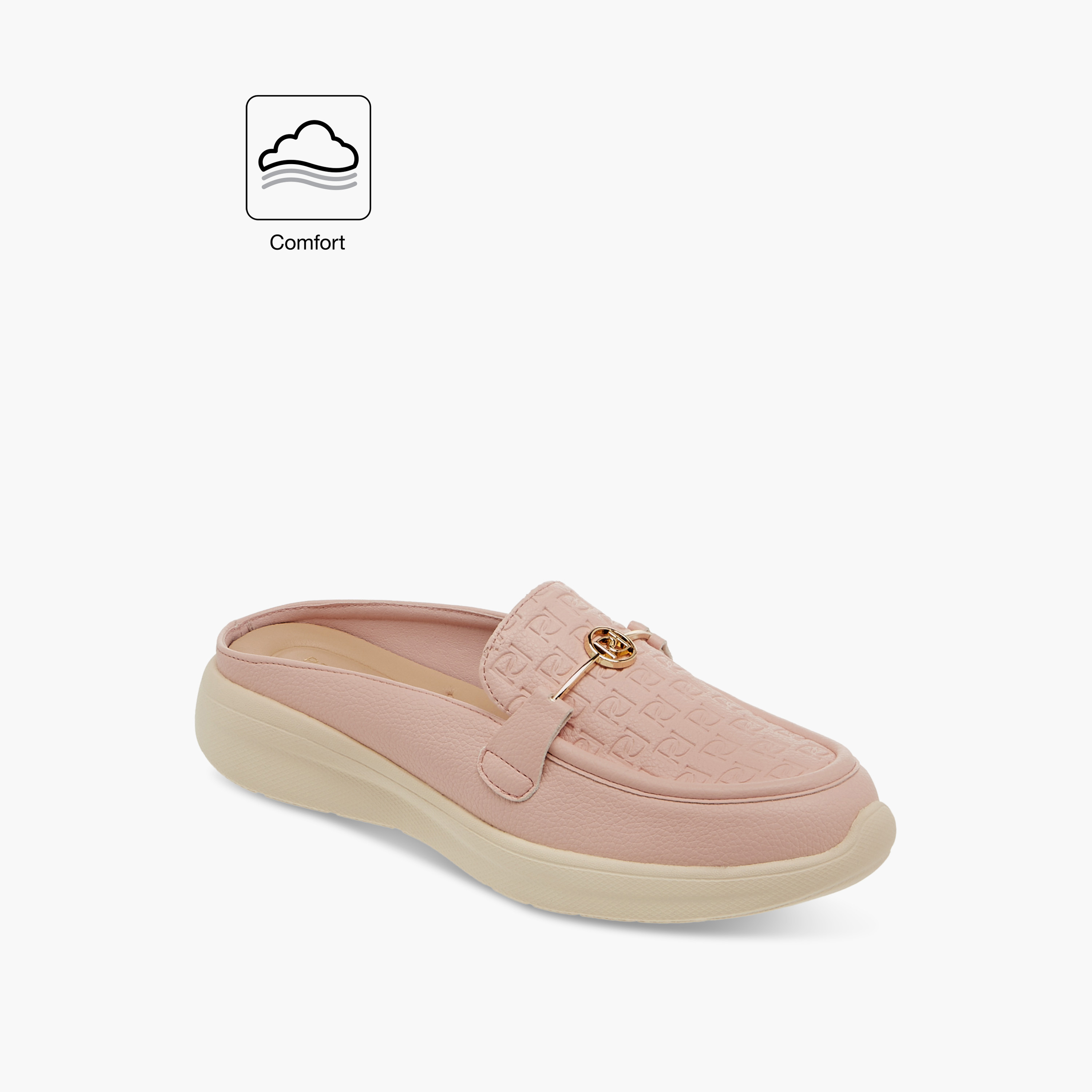 Paprika Monogram Embossed Slip-On Comfort Mules-women-shoes-flats-mules-image-2