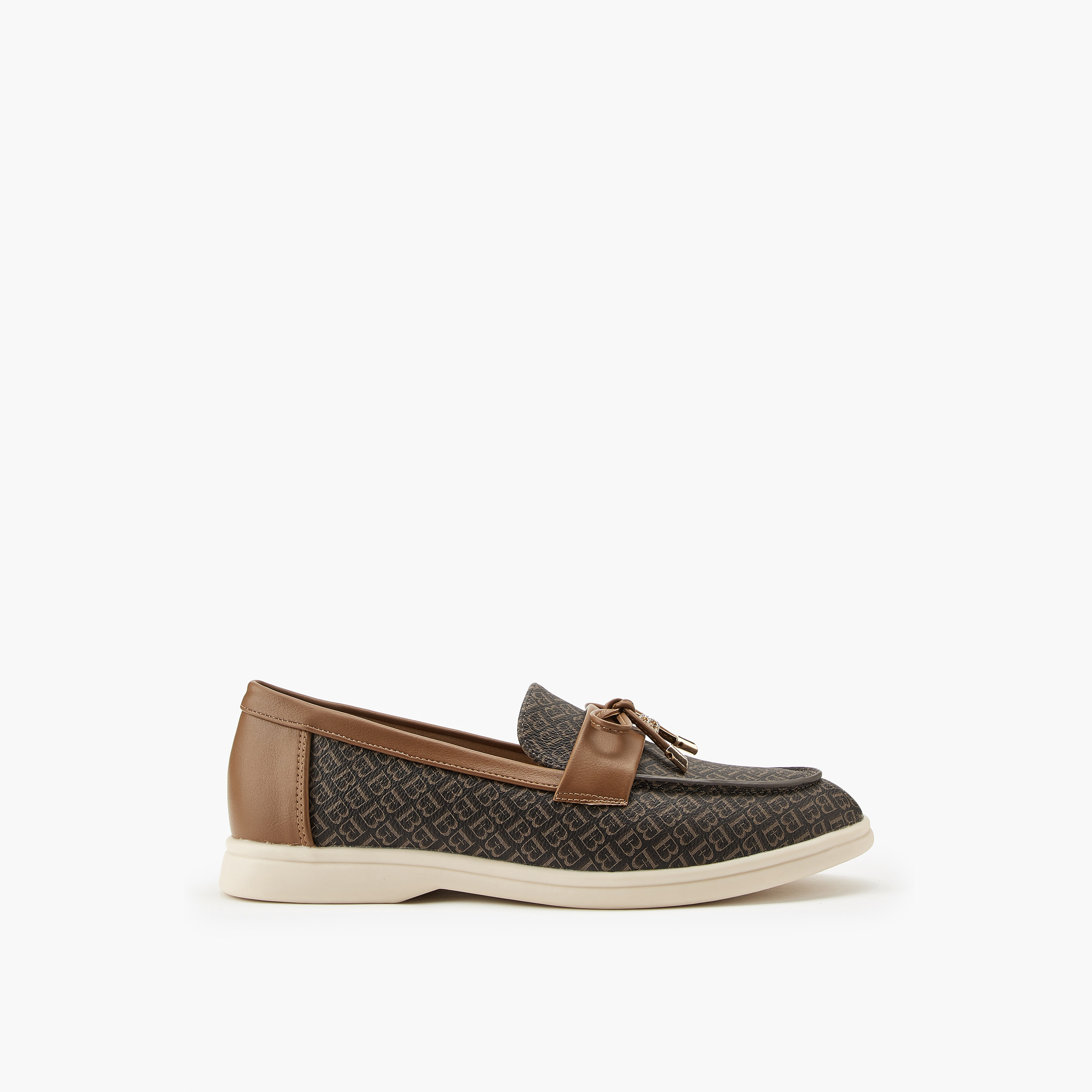 Flora Bella Monogram Print Slip-On Loafers with Bow Accent-women-shoes-loafersandmoccasins-image-2