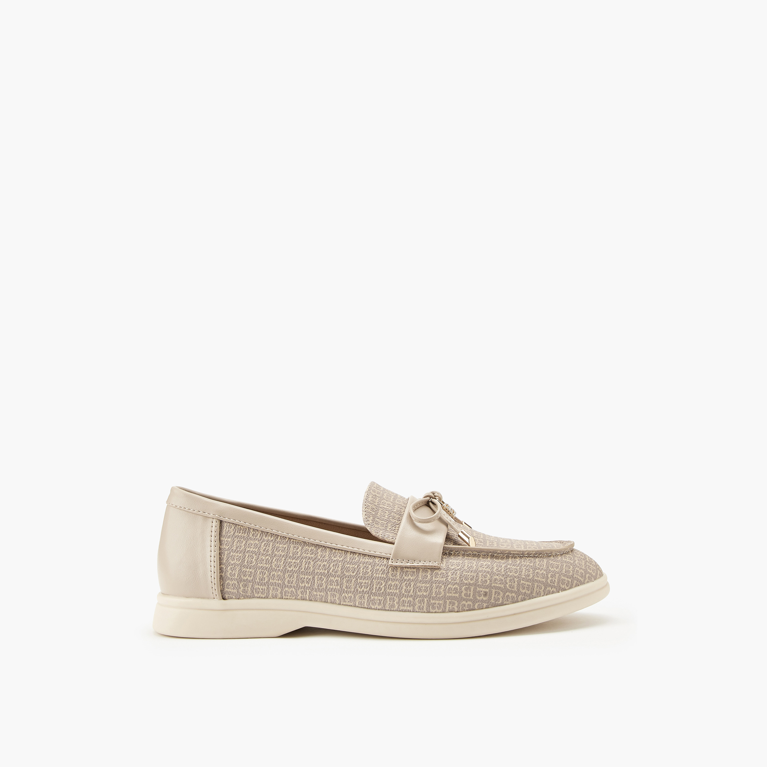 Flora Bella Monogram Print Slip-On Loafers with Bow Accent-women-shoes-loafersandmoccasins-image-2