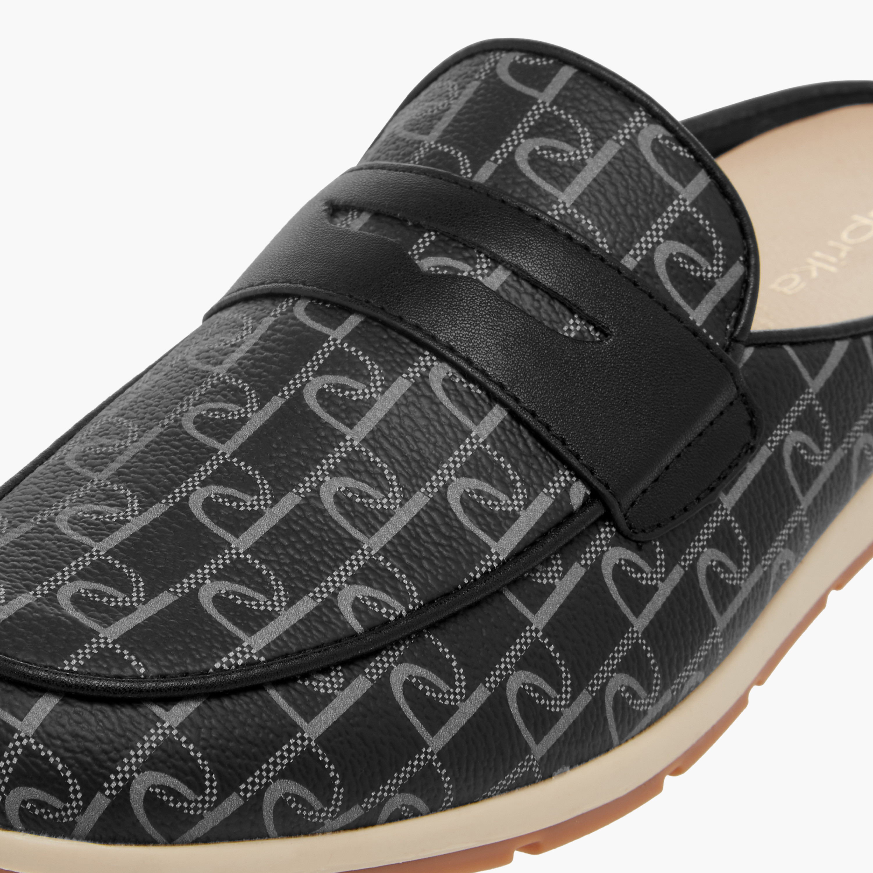 Paprika Monogram Print Slip-On Comfort Mules-women-shoes-flats-mules-image-4