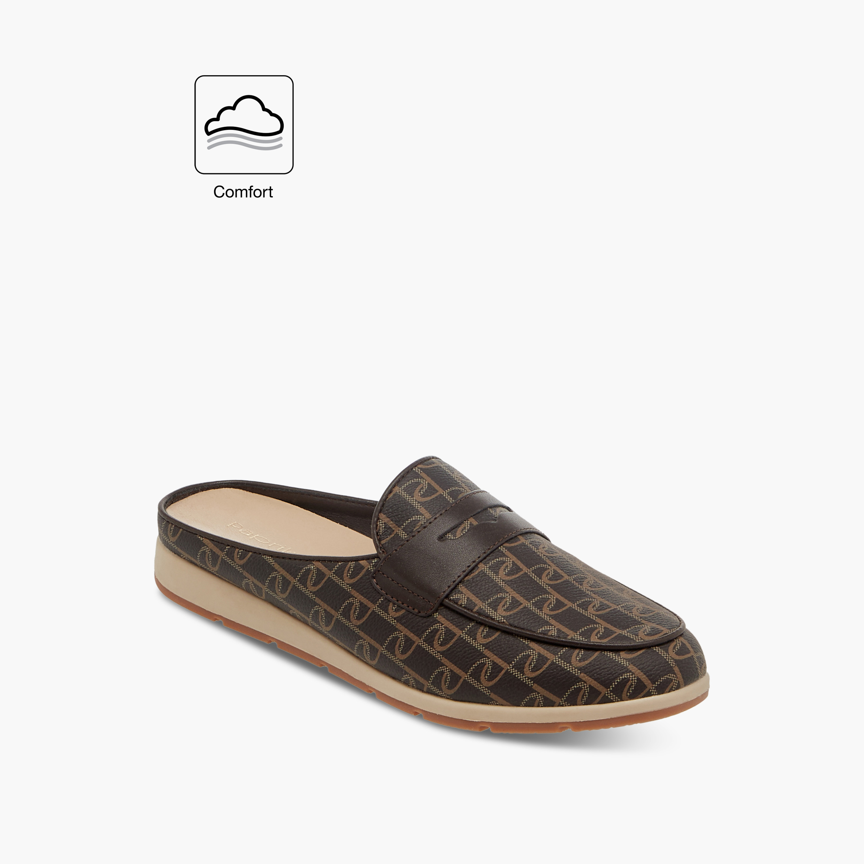 Paprika Monogram Print Slip-On Comfort Mules-women-shoes-flats-mules-image-2