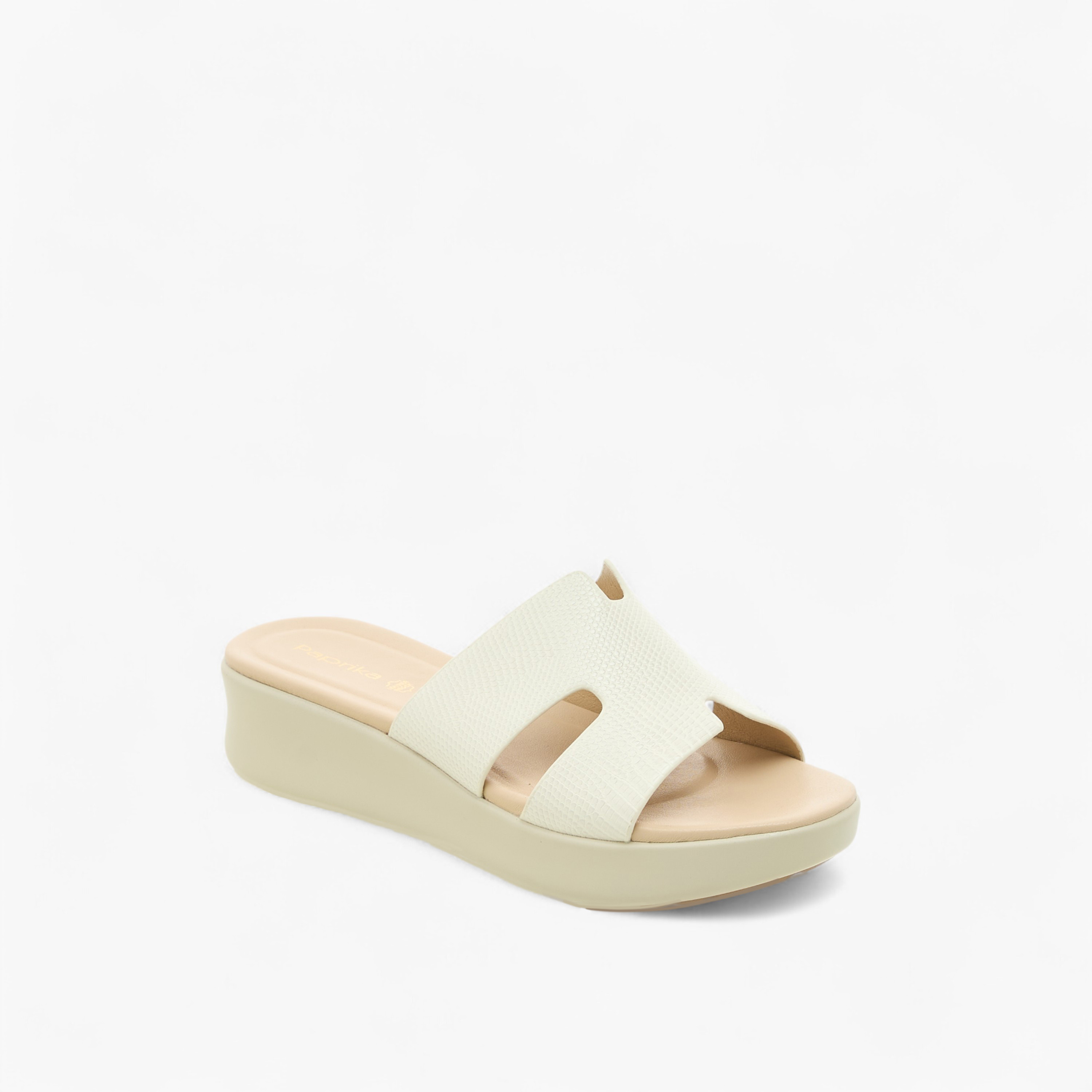 Paprika Cutout Textured Slip-On Sandals-women-shoes-sandals-heeled-image-2