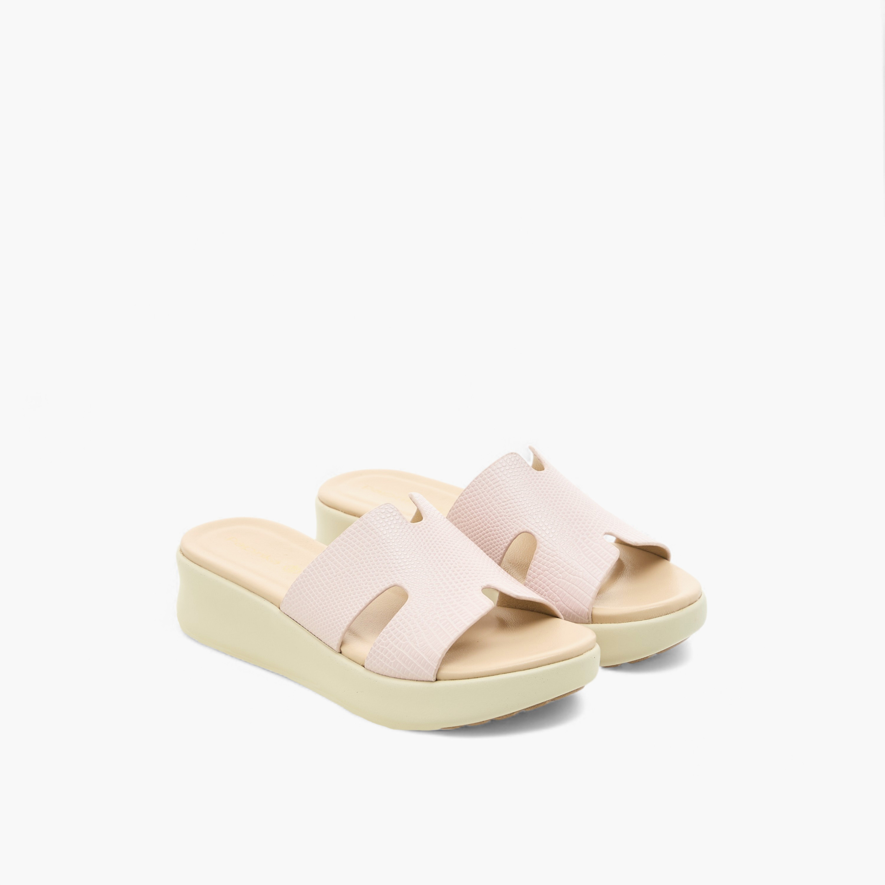 Paprika Cutout Textured Slip-On Sandals-women-shoes-sandals-heeled-image-1
