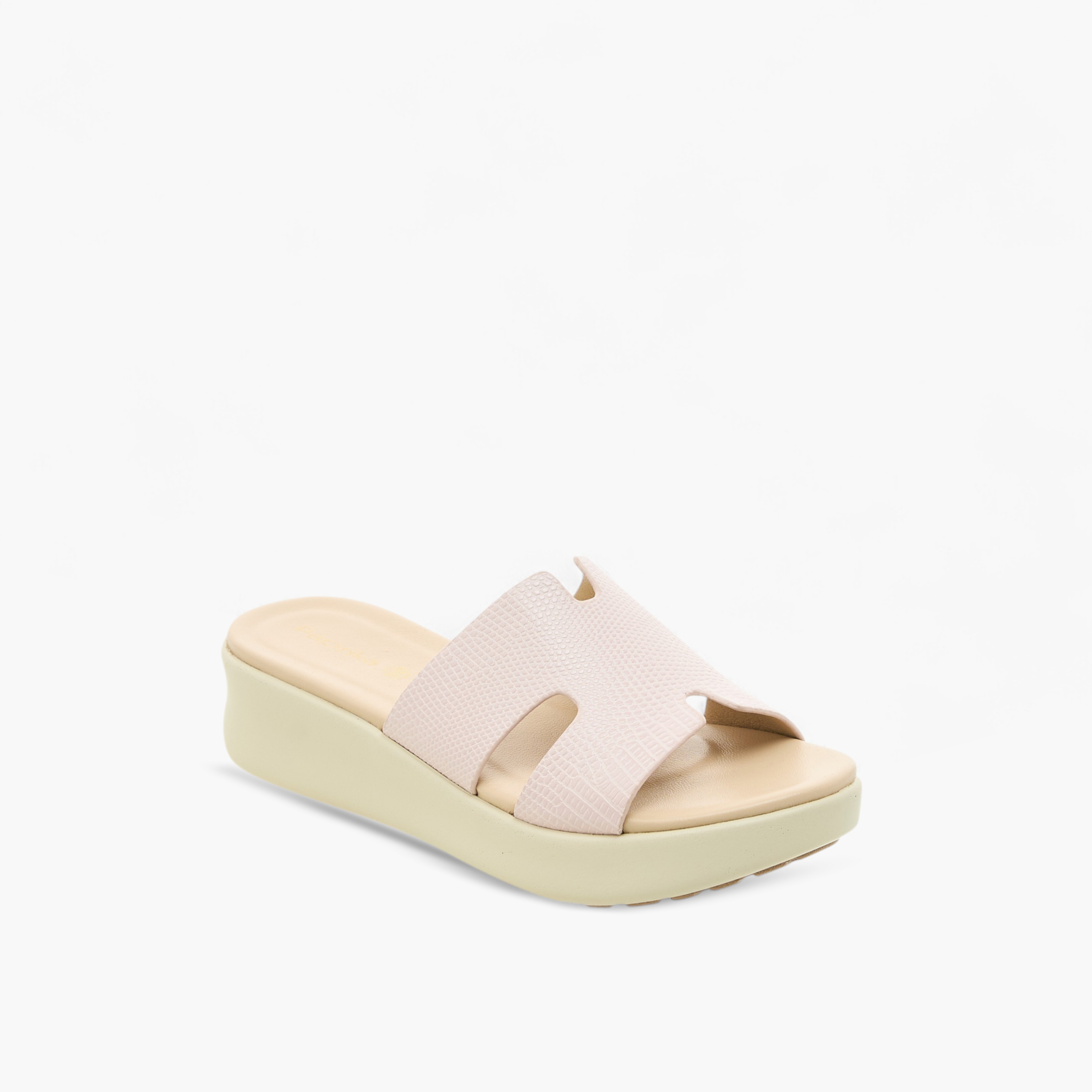 Paprika Cutout Textured Slip-On Sandals-women-shoes-sandals-heeled-image-2