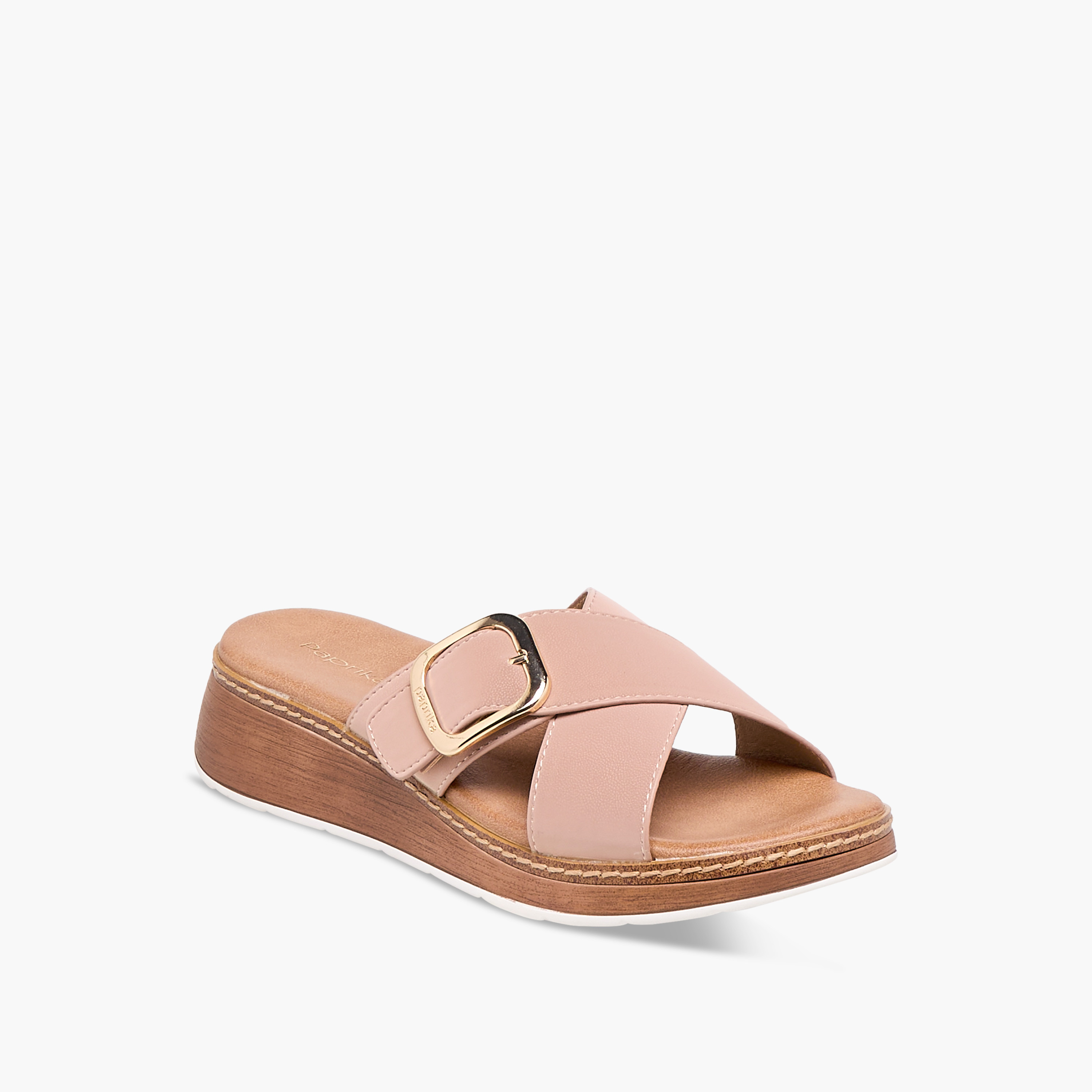 صندل سهل الارتداء بحزام متقاطع وزينة إبزيم من بابريكا-women-shoes-sandals-heeled-image-2