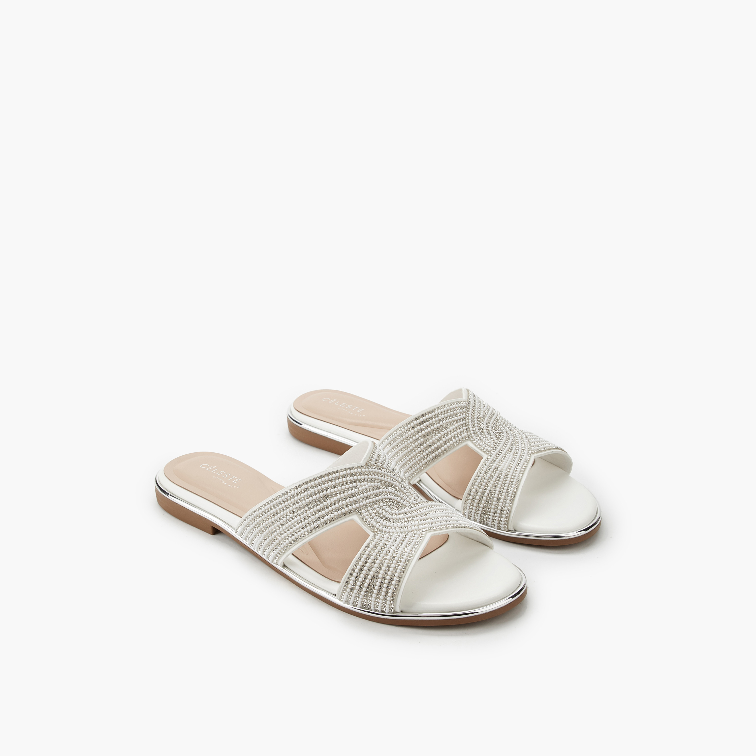 Celeste Women Stone Embellished Slide Sandals-women-shoes-flats-sandals-image-1